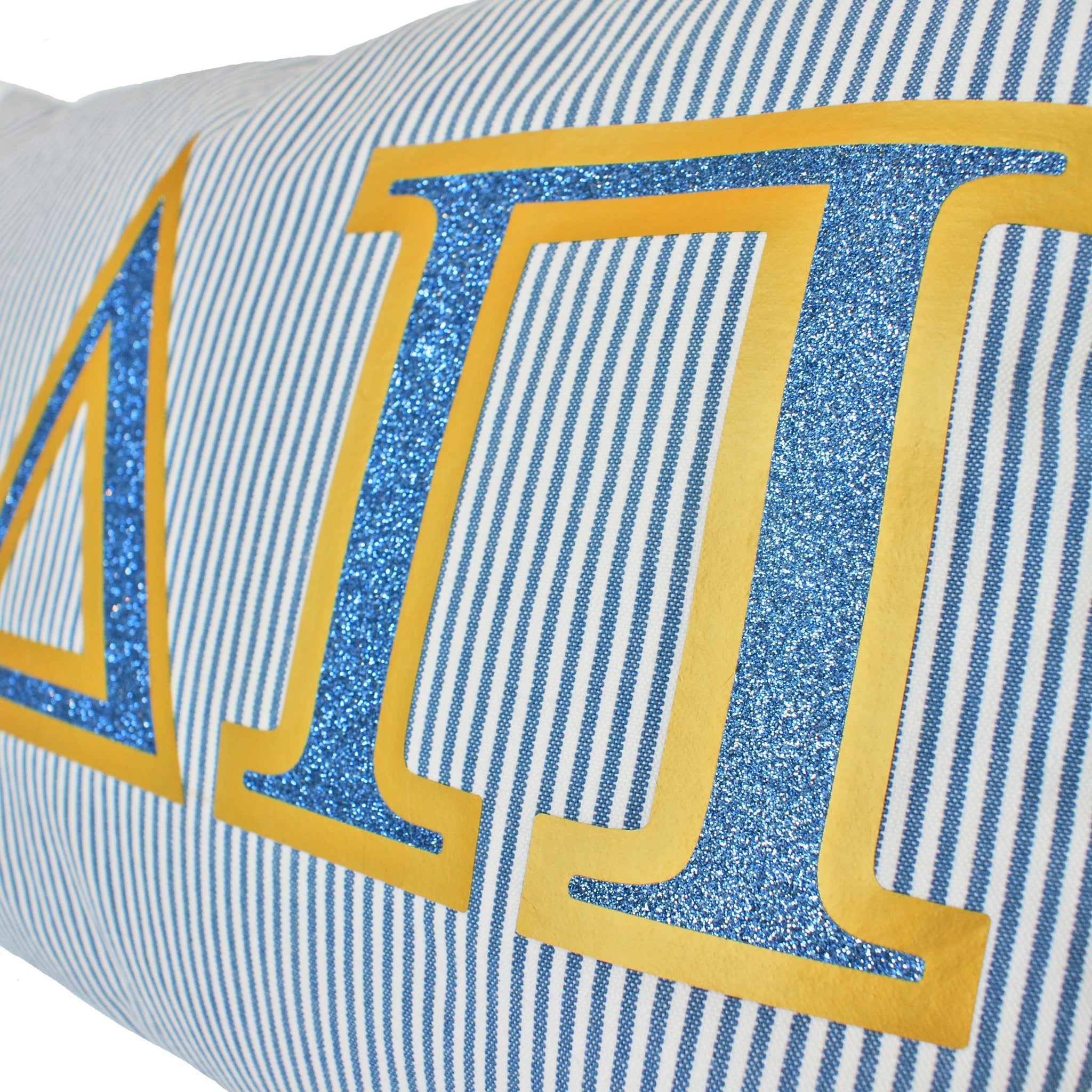 Brit and Bee Sorority Glitter Ticking Stripe Throw Pillow Alpha Delta Pi
