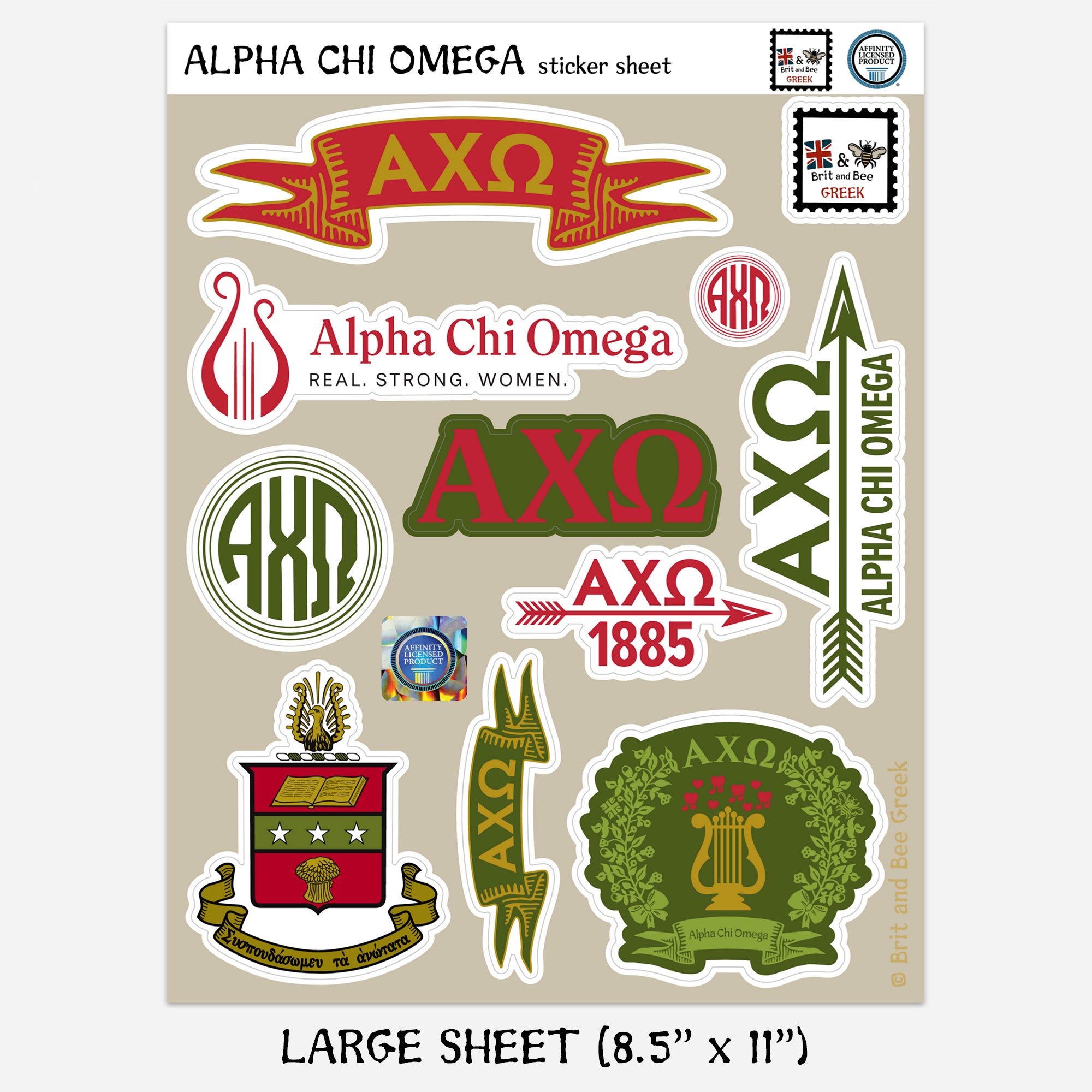 Alpha Chi Omega Sticker Sheet | Brit and Bee