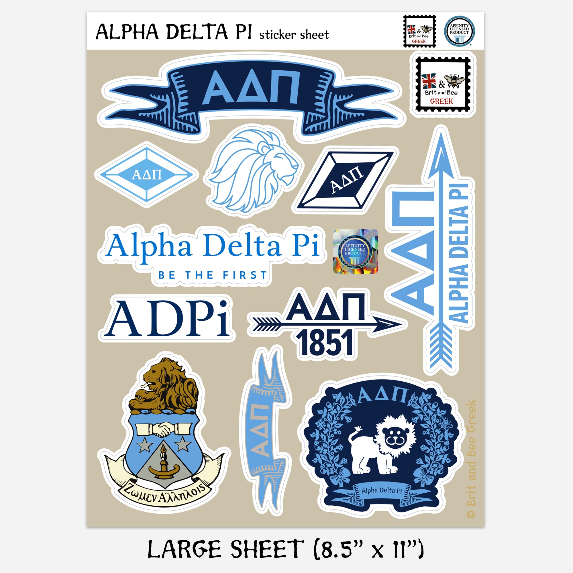 Alpha Delta Pi Sticker Sheet | Brit and Bee