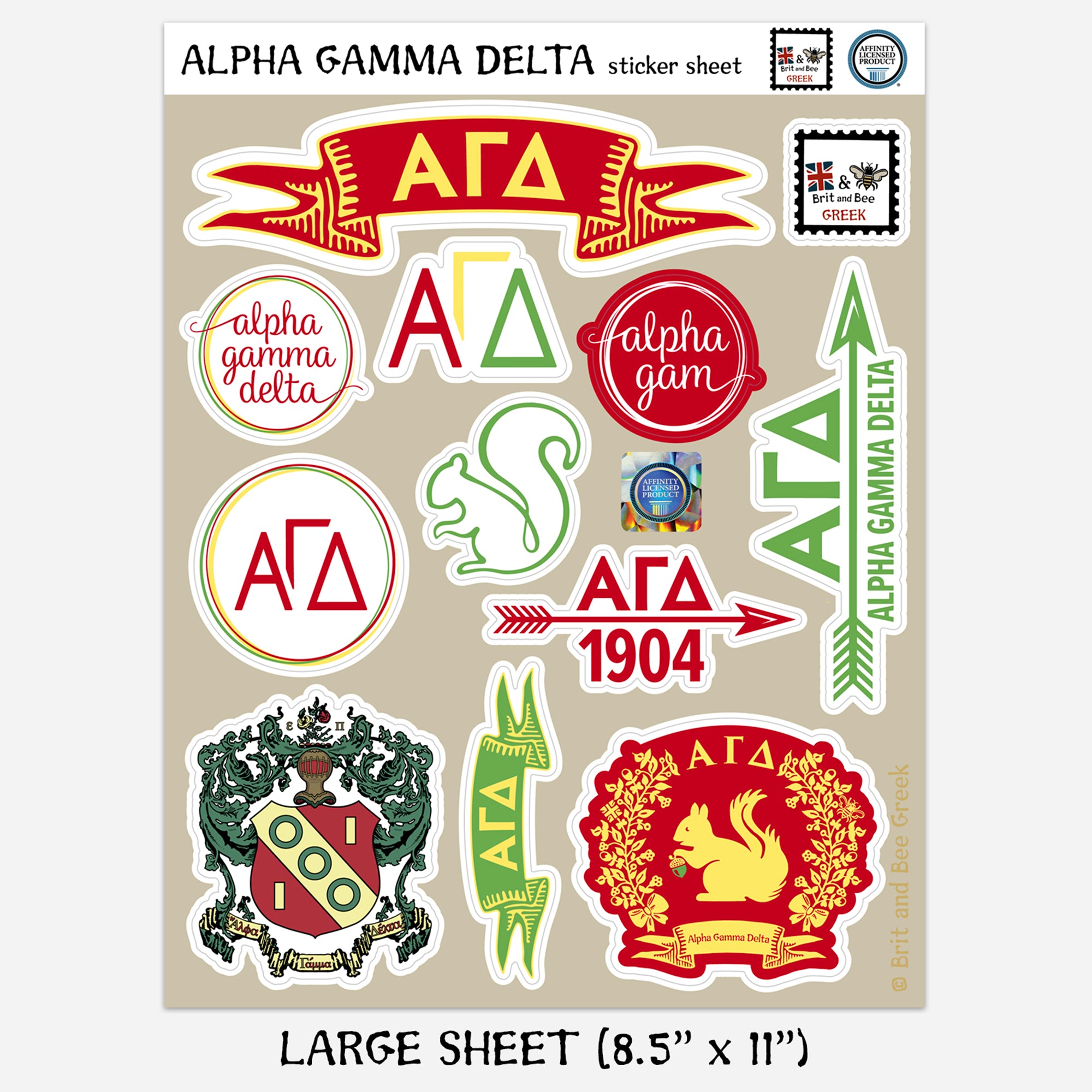 Alpha Gamma Delta Sticker Sheet | Brit and Bee