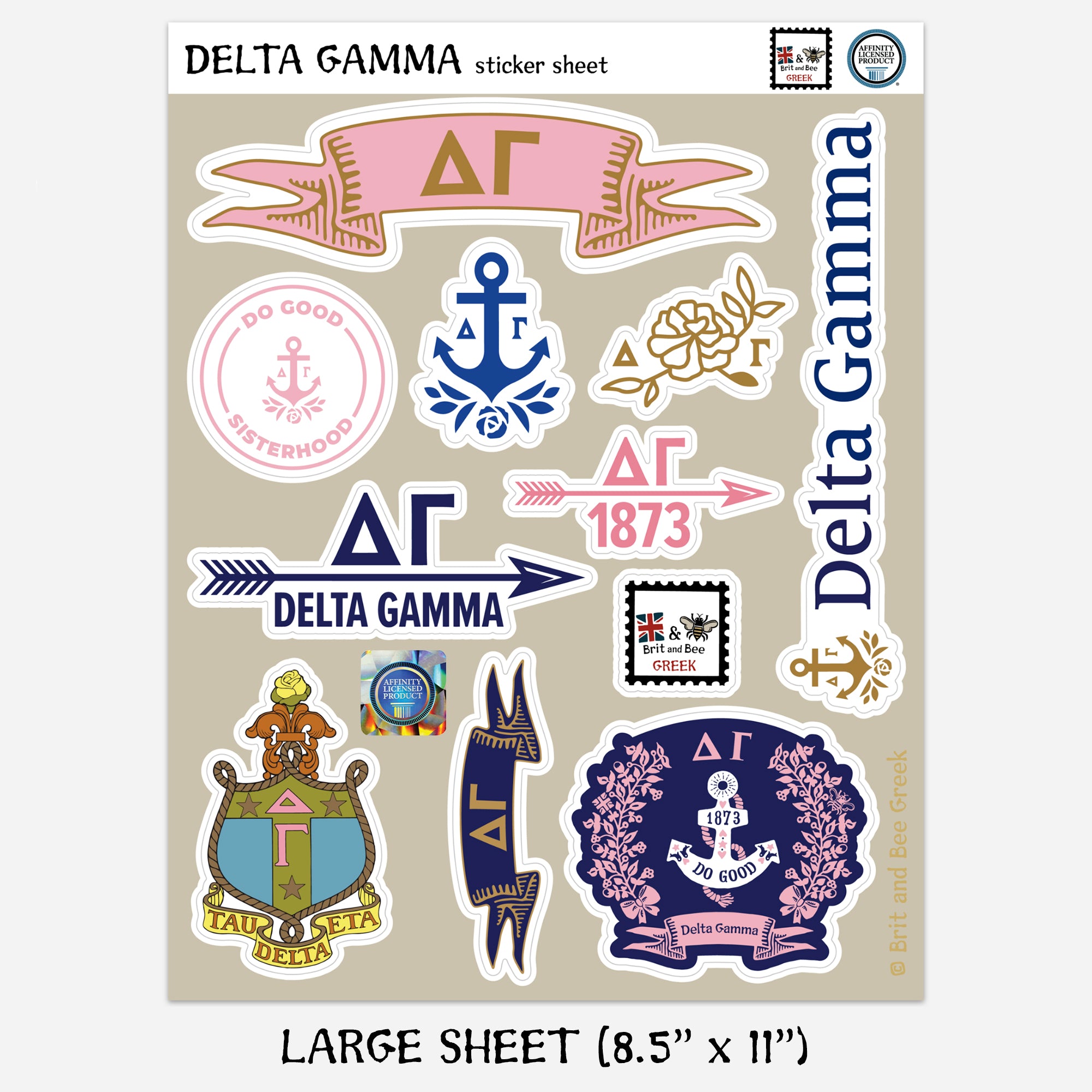 Delta Gamma Sticker Sheet | Brit and Bee