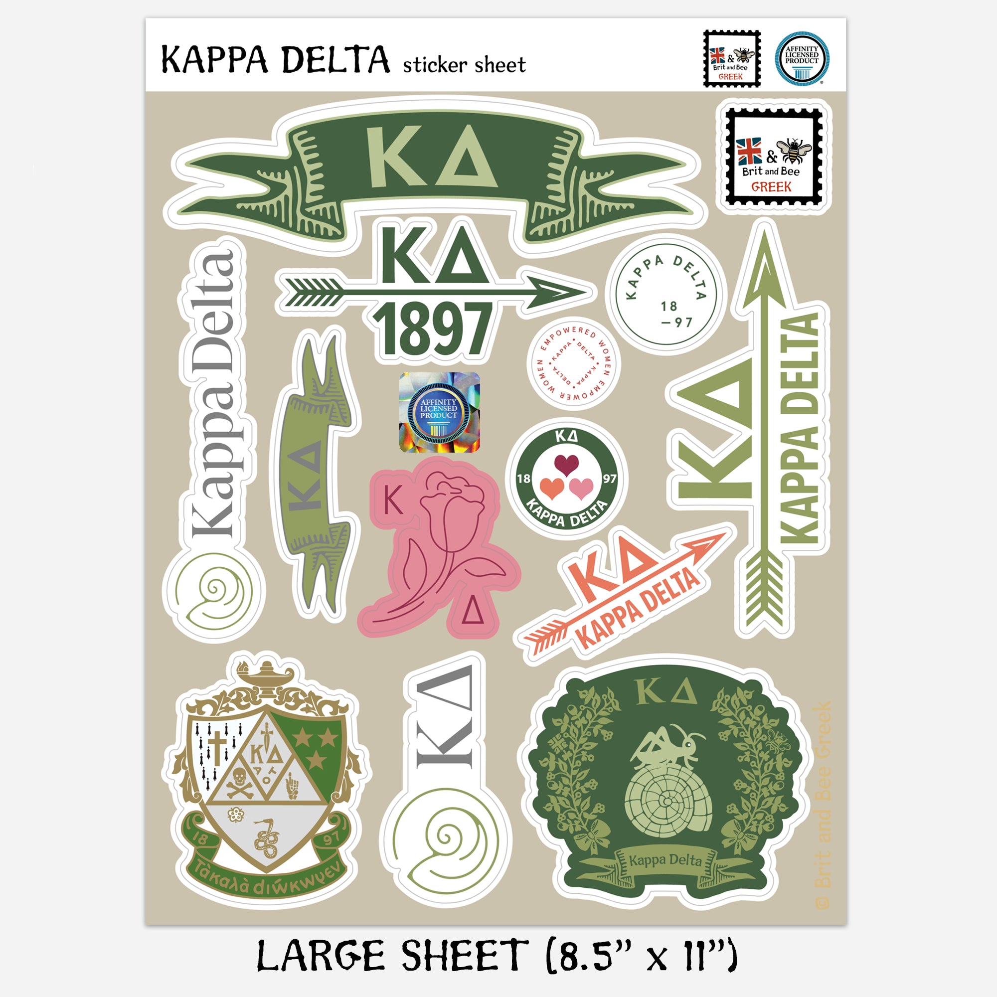 Kappa Delta Sticker Sheet | Brit and Bee