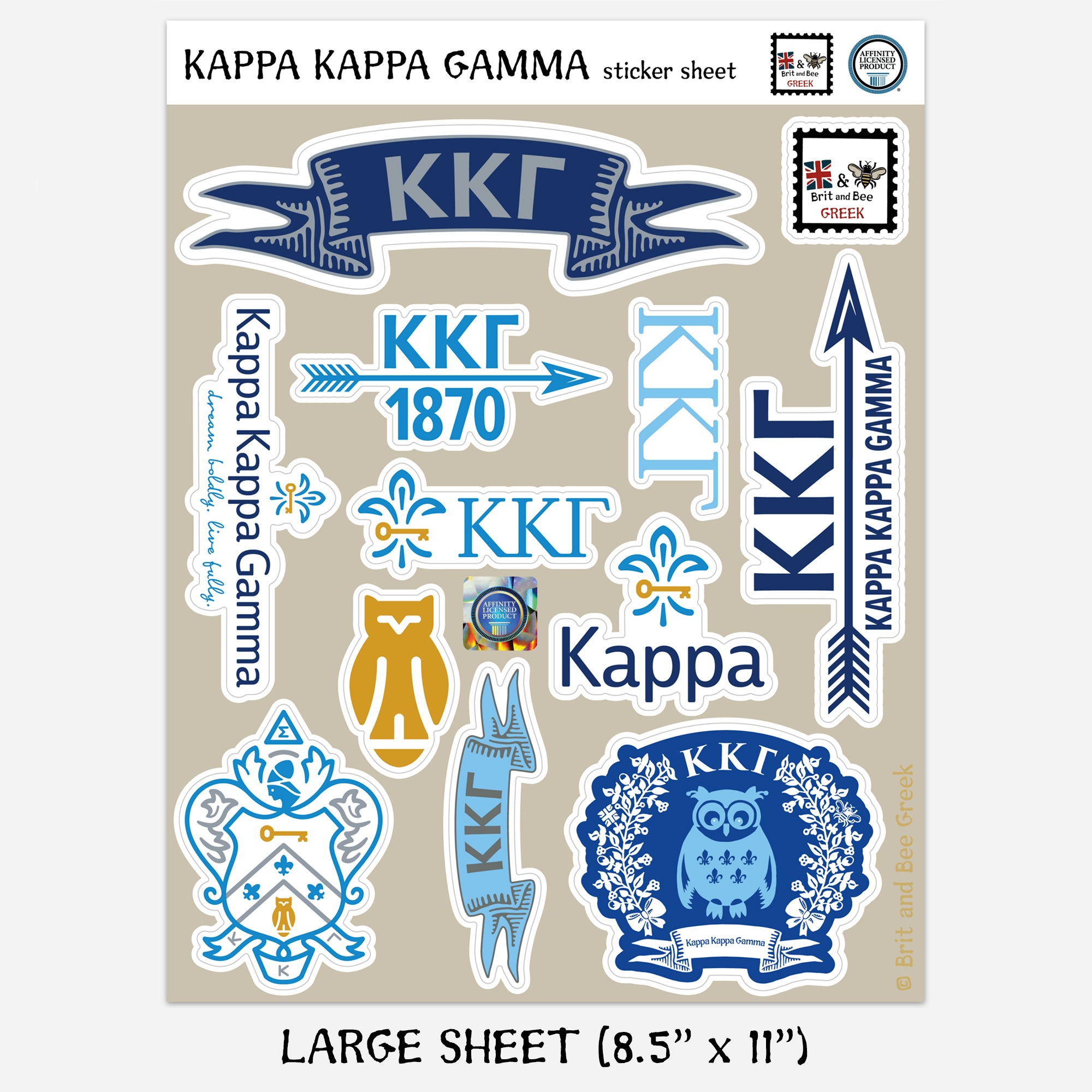 Kappa Kappa Gamma Sticker Sheet | Brit and Bee