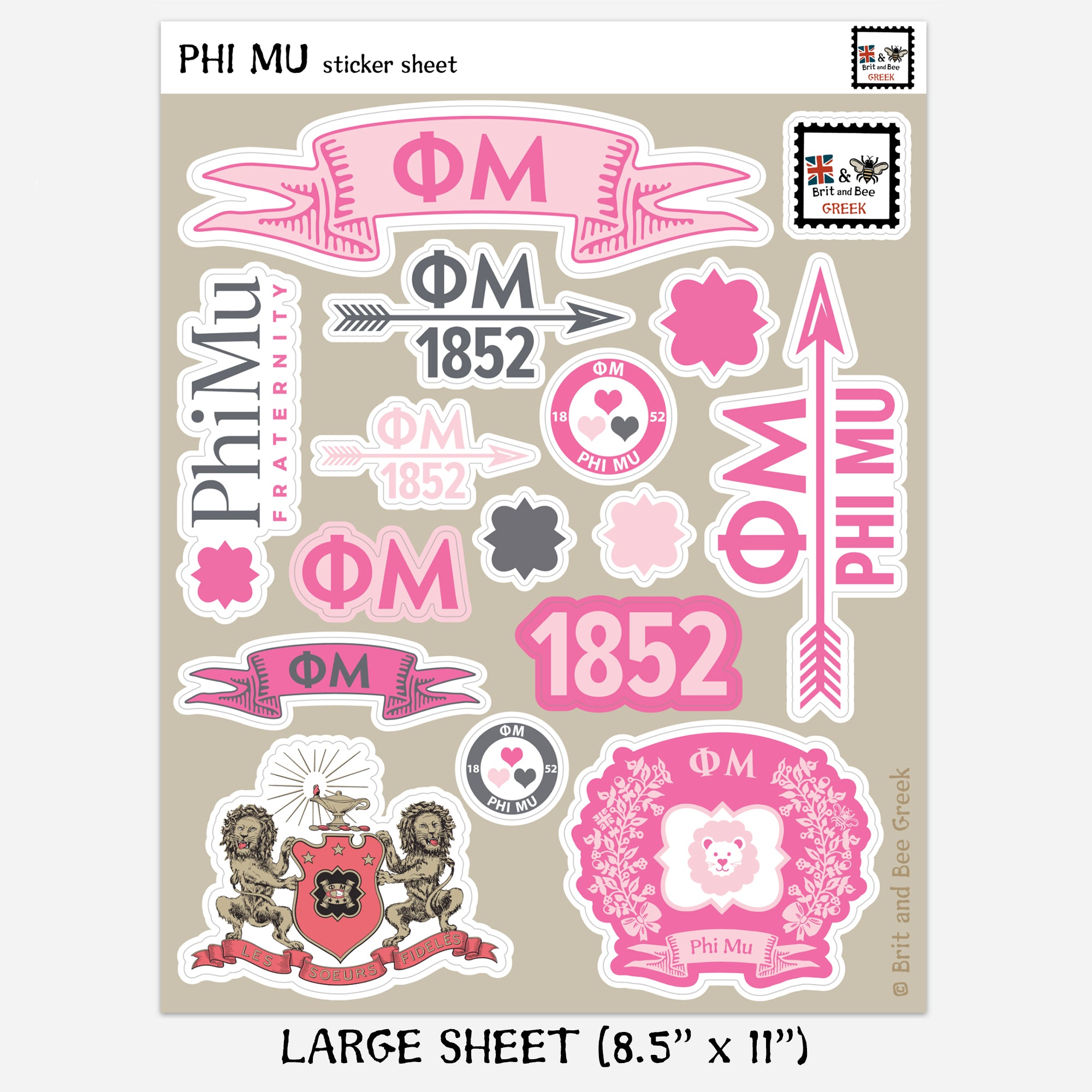 Phi Mu Sticker Sheet | Brit and Bee