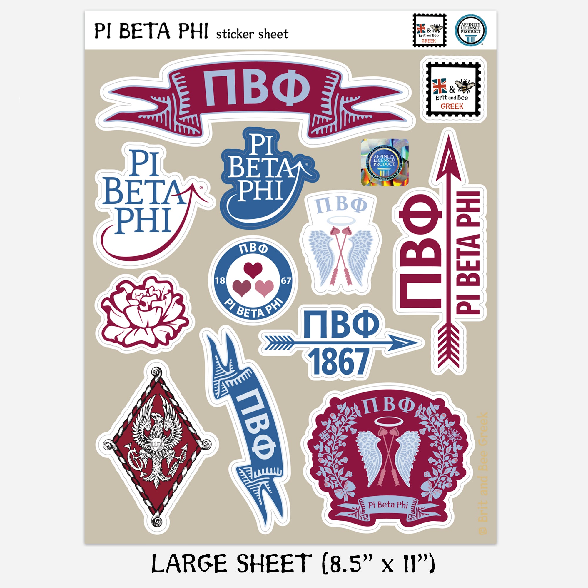 Pi Beta Phi Sticker Sheet | Brit and Bee