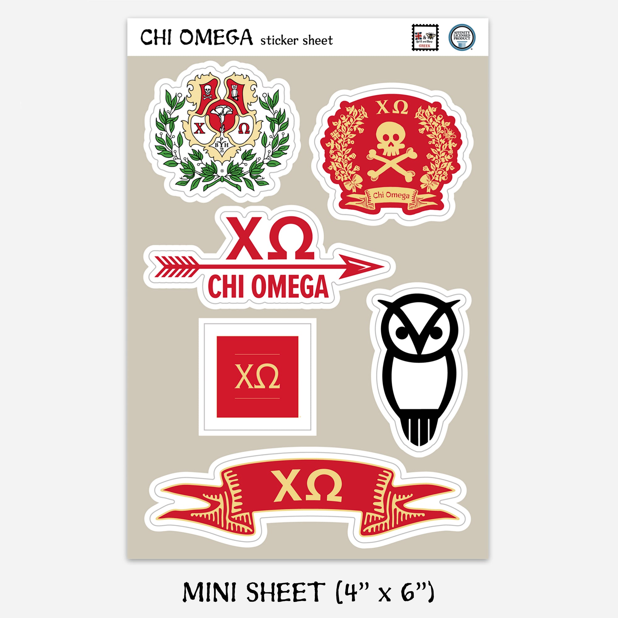 Chi Omega Sticker Sheets | Brit and Bee