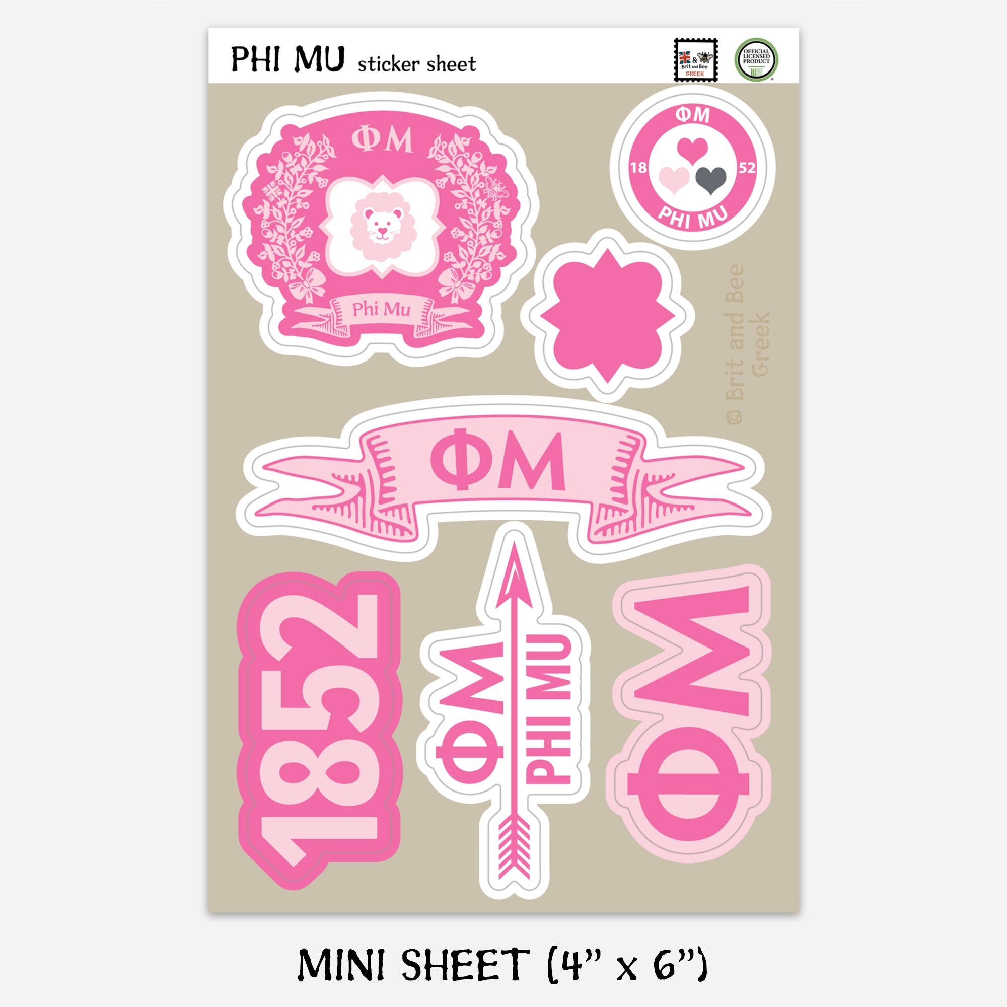 Phi Mu Sticker Sheet | Brit and Bee