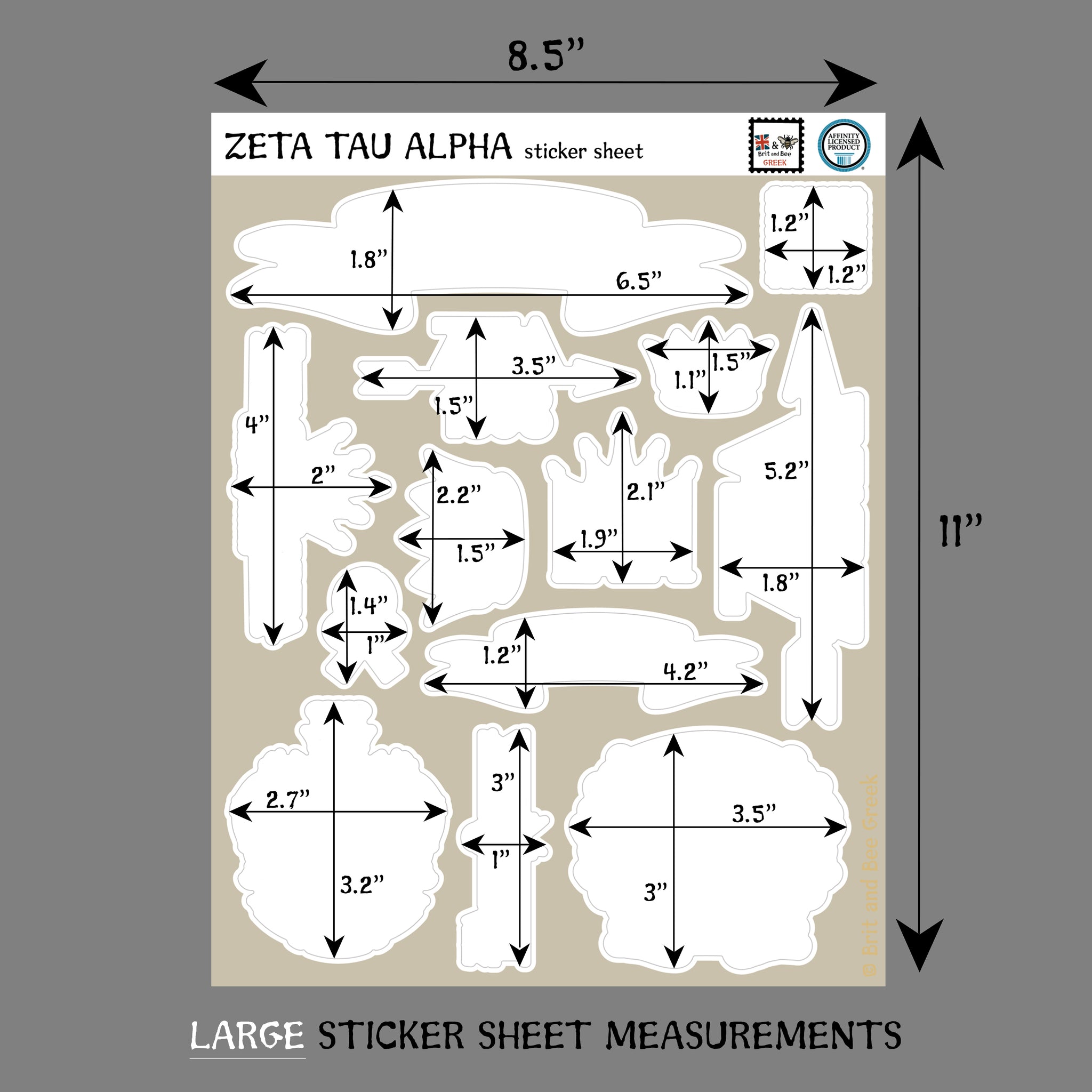 Zeta Tau Alpha Sticker Sheet | Brit and Bee