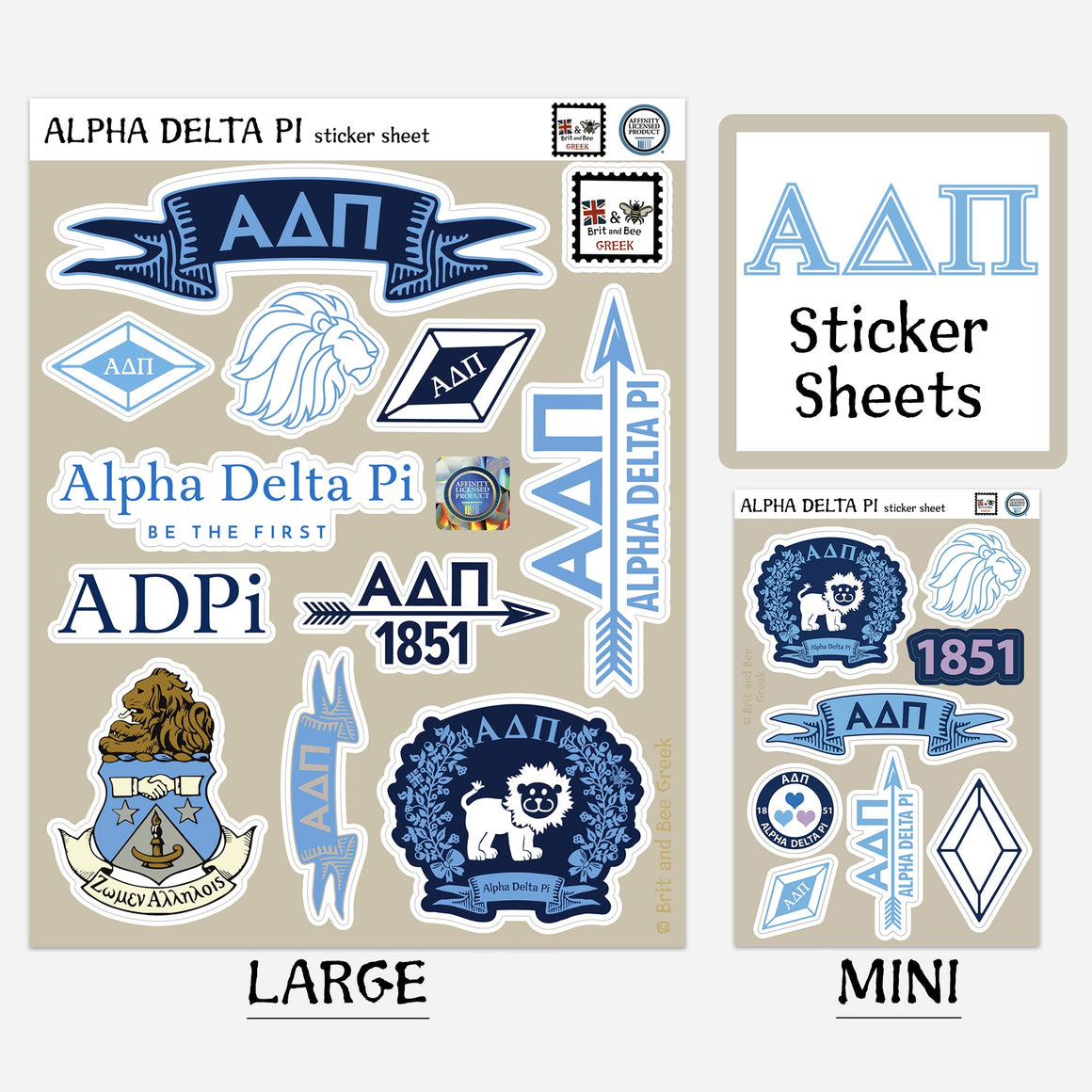 Alpha Delta Pi Sticker Sheet | Brit and Bee