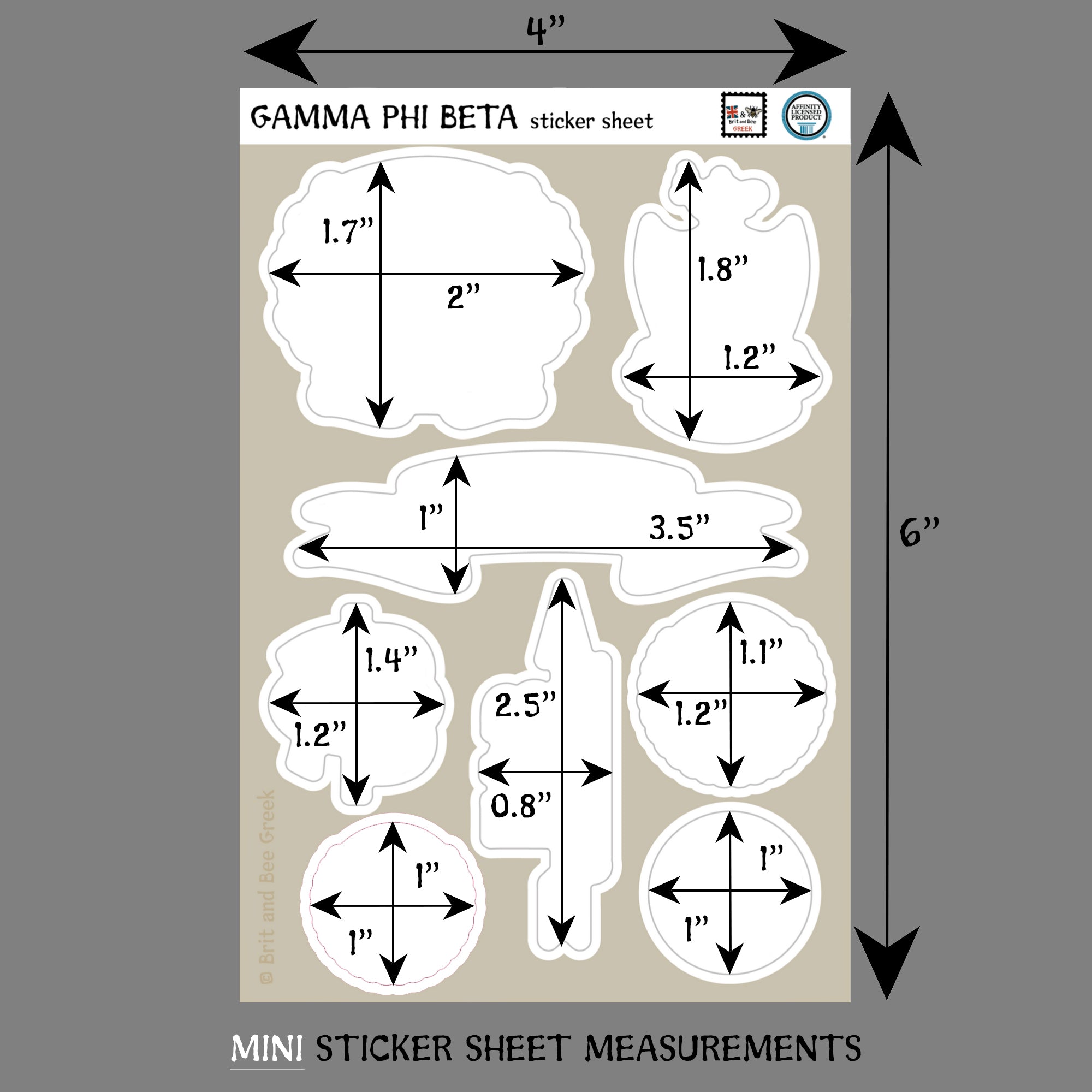 Gamma Phi Beta Sticker Sheet | Brit and Bee