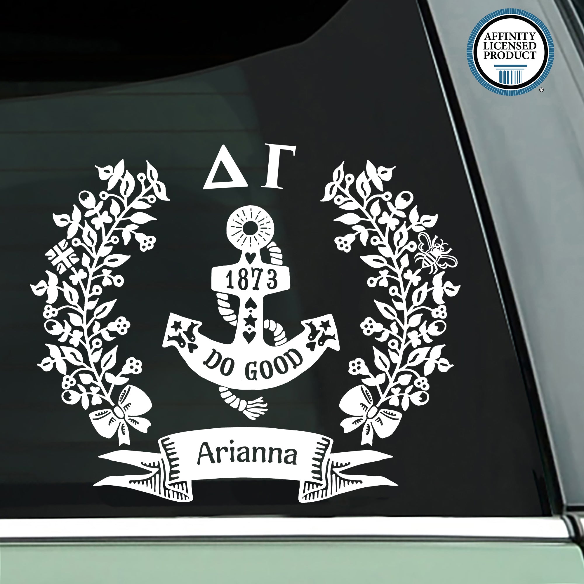 Brit and Bee Sorority Logo Decal - Delta Gamma - White