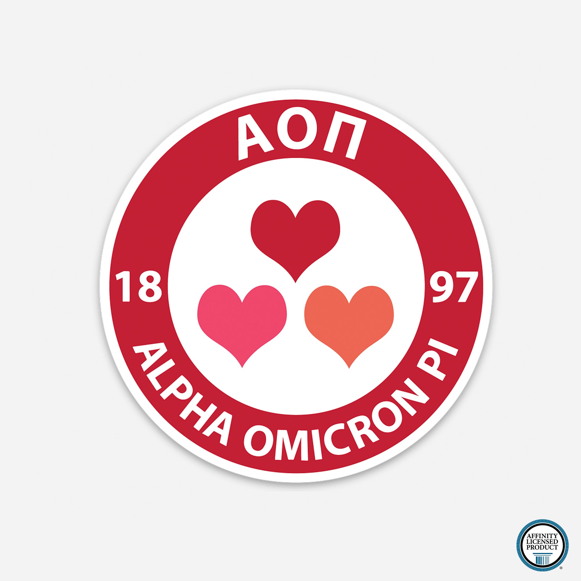 Alpha Omicron Pi Hearts Sticker | Brit and Bee