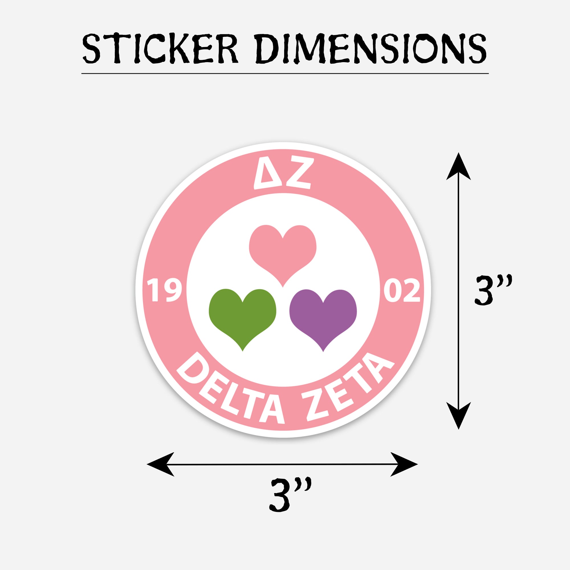 Delta Zeta Hearts Sticker | Brit and Bee