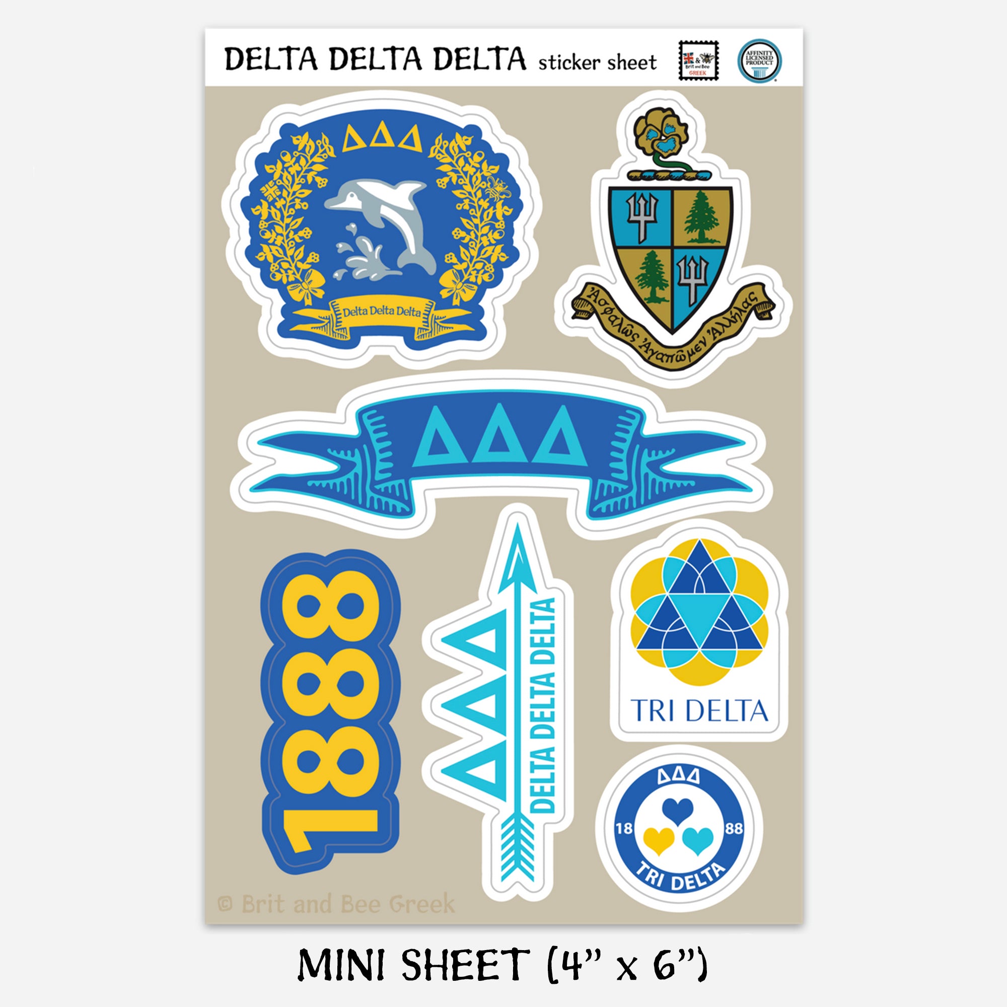 Delta Delta Delta Sticker Sheet | Brit and Bee