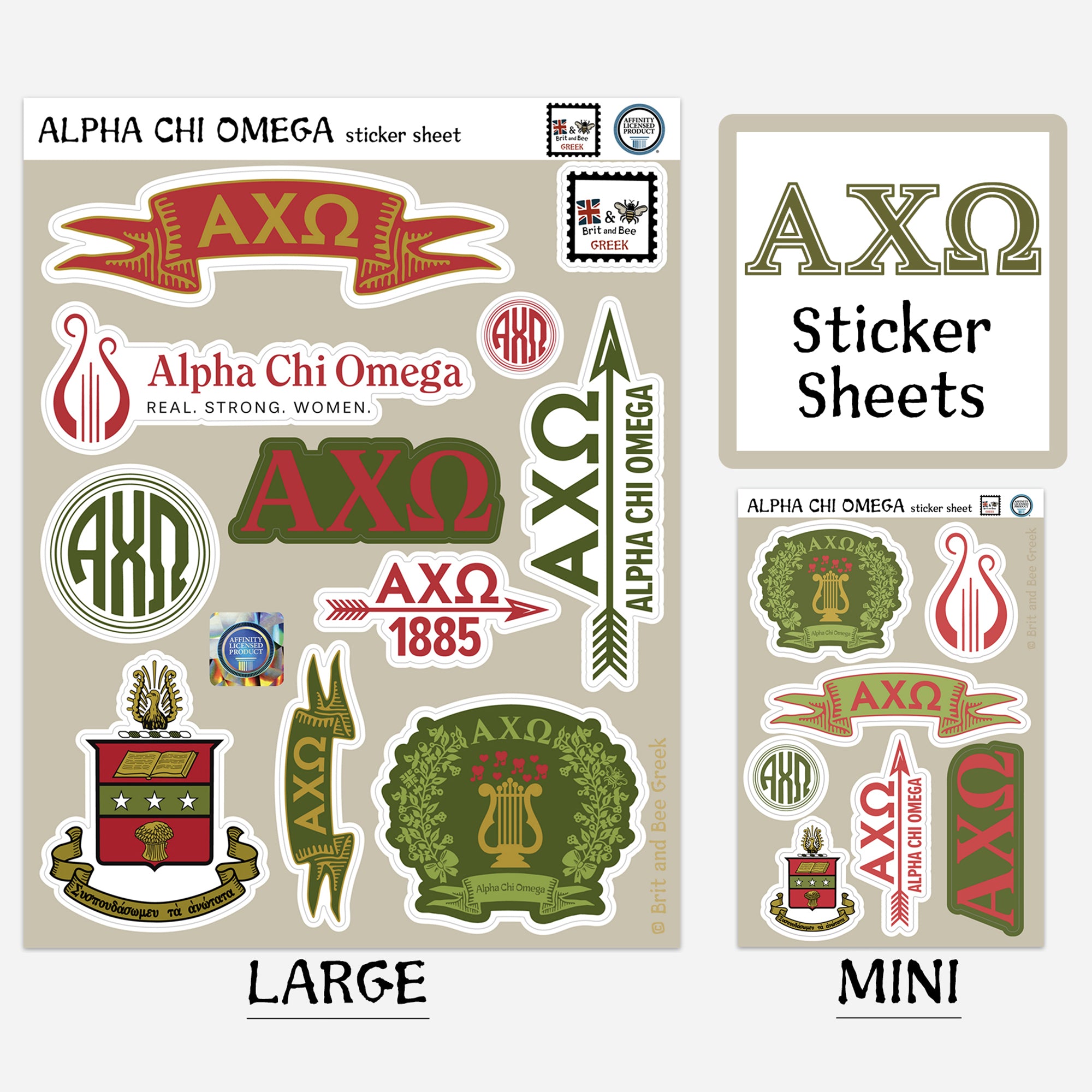 Alpha Chi Omega Sticker Sheet | Brit and Bee