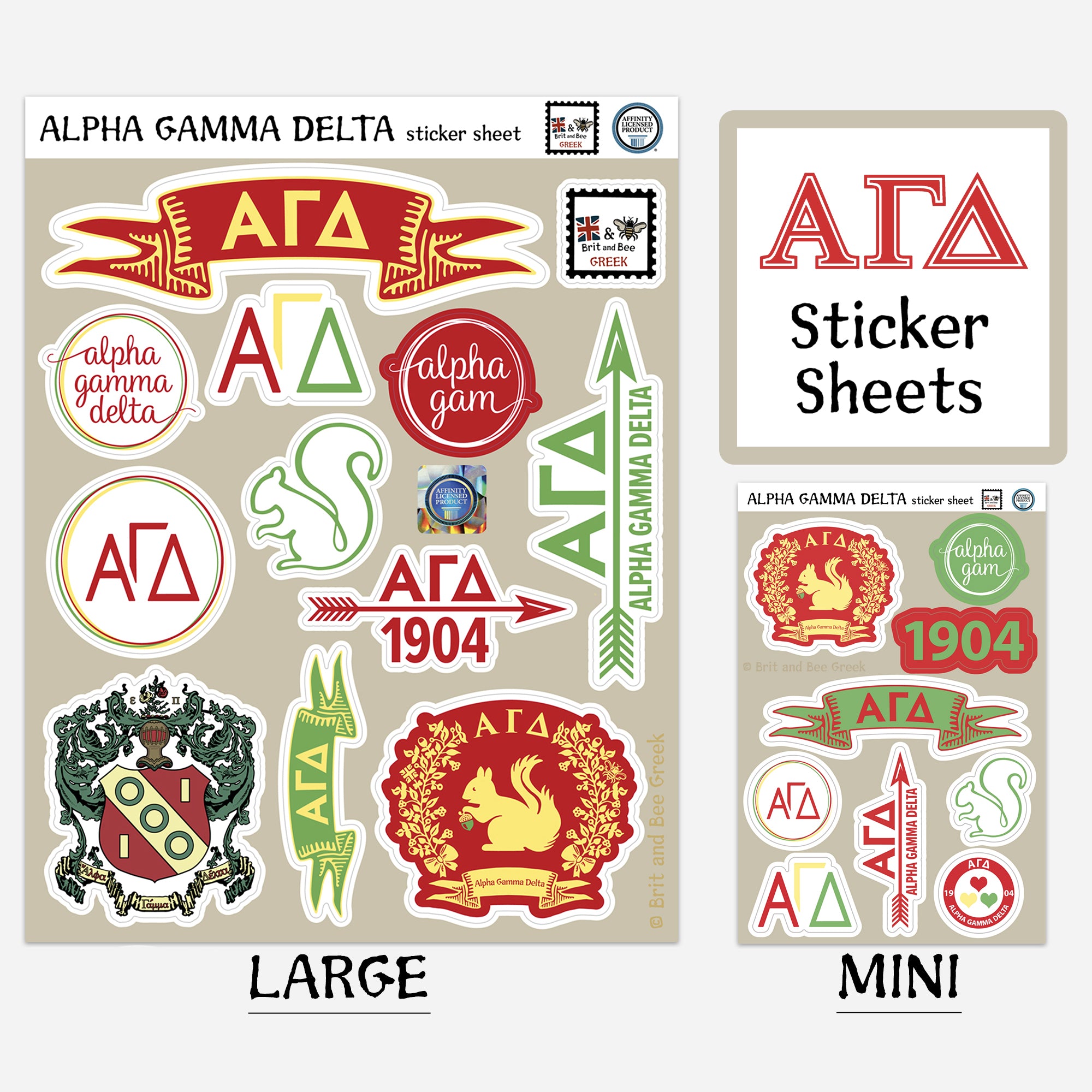 Alpha Gamma Delta Sticker Sheet | Brit and Bee