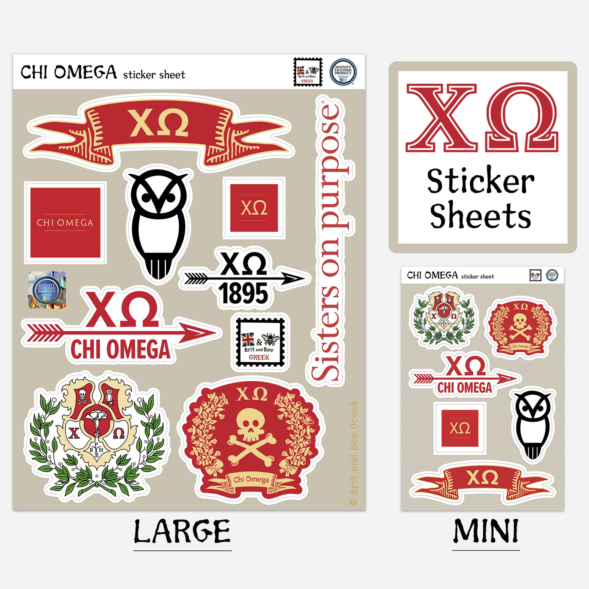 Chi Omega Sticker Sheets | Brit and Bee
