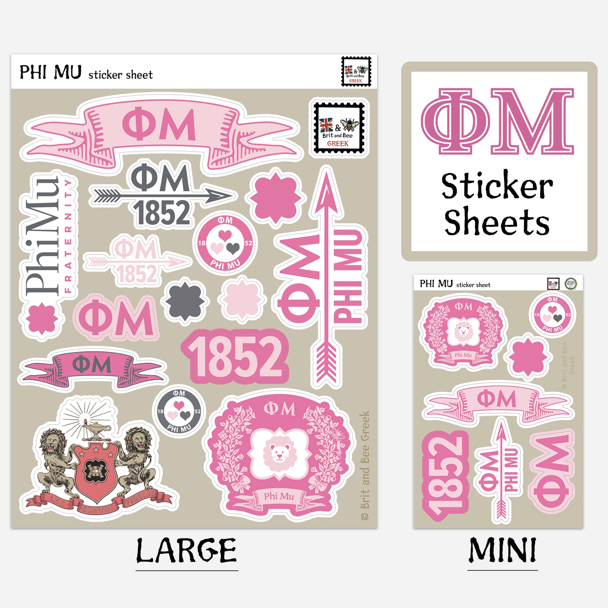 Phi Mu Sticker Sheet | Brit and Bee