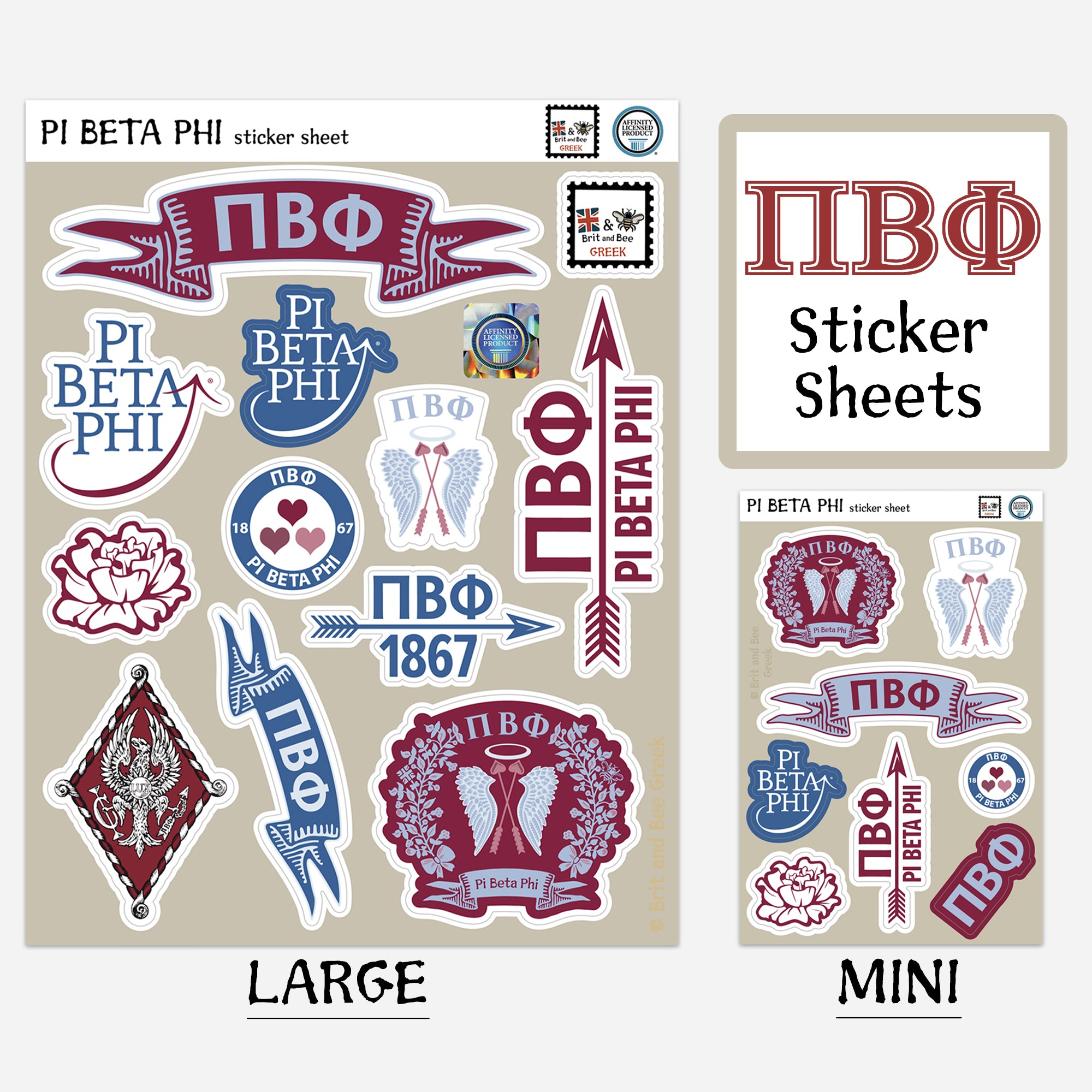 Pi Beta Phi Sticker Sheet | Brit and Bee