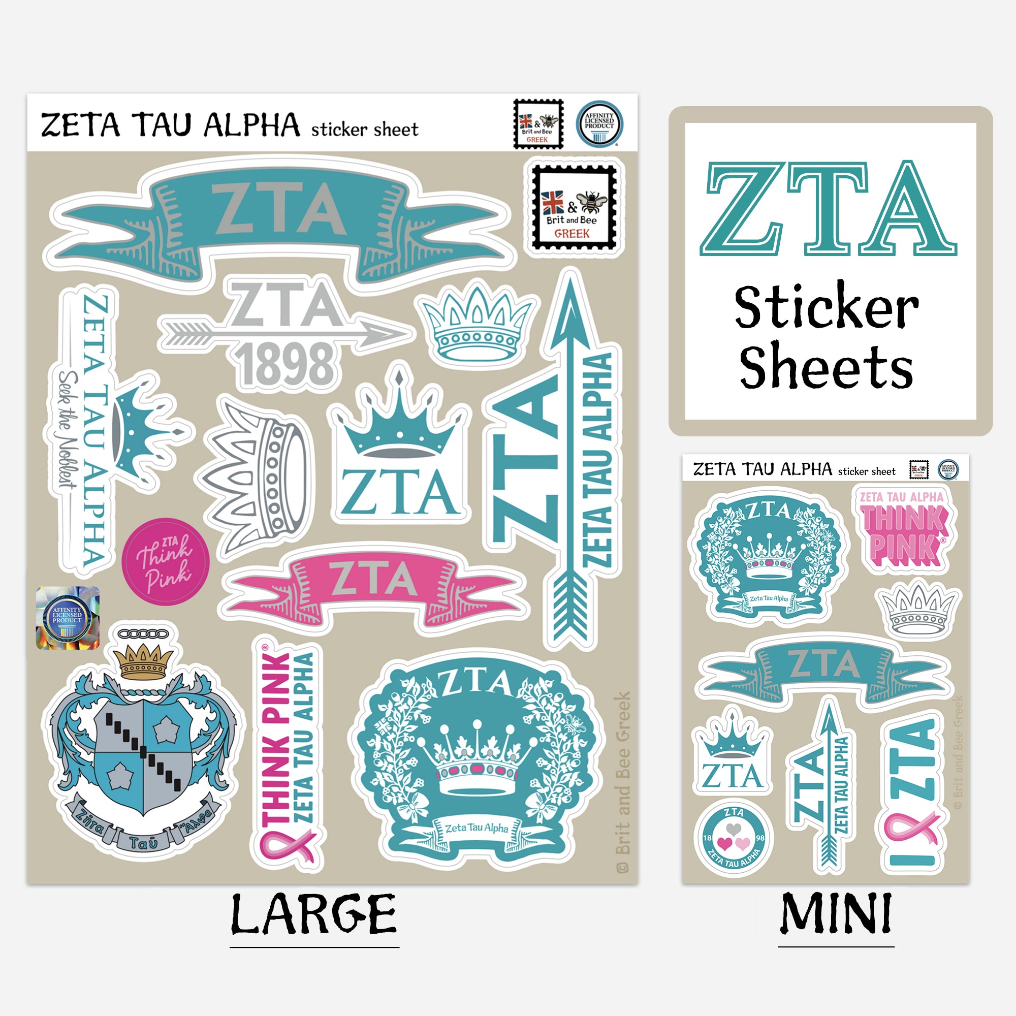 Zeta Tau Alpha Sticker Sheet | Brit and Bee