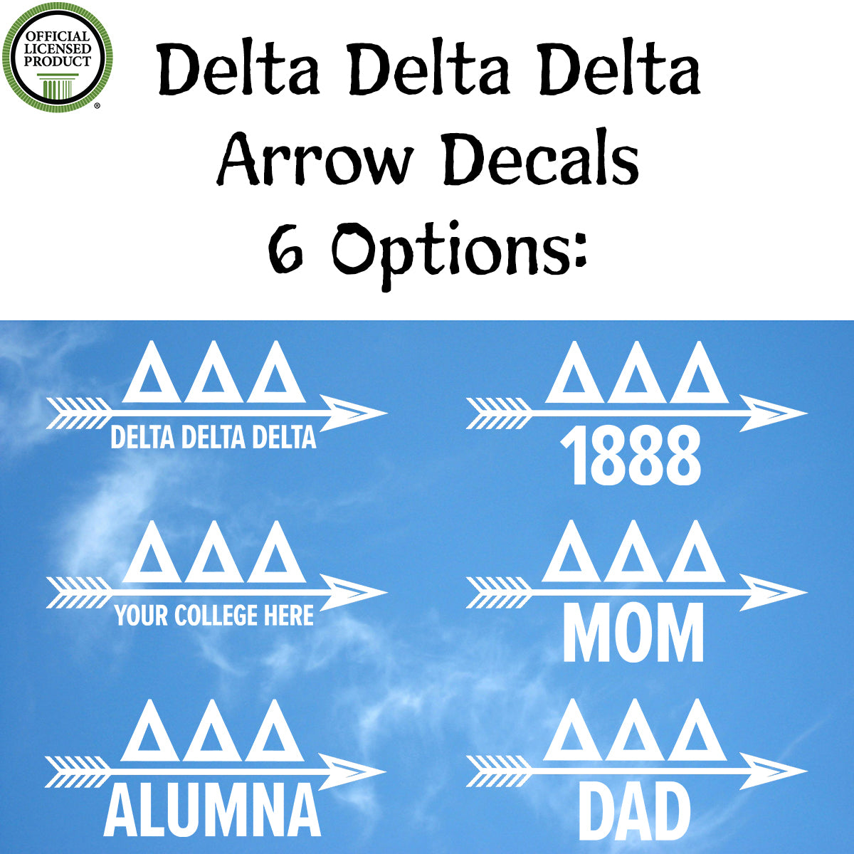 Brit and Bee Sorority Arrow Decal - Delta Delta Delta