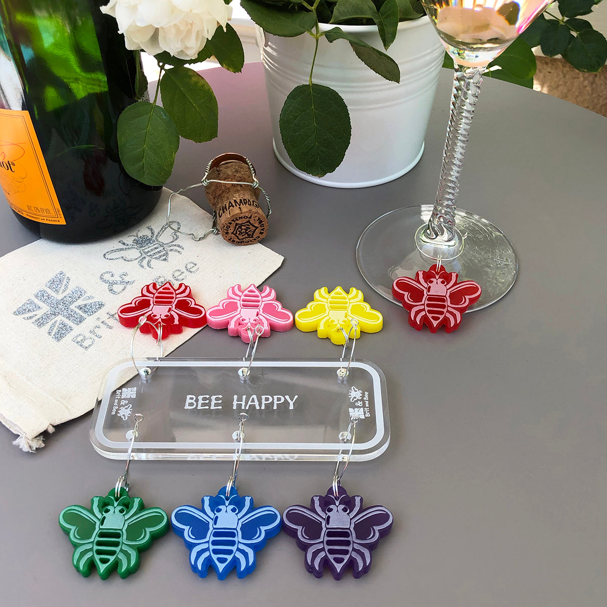 Bee Wine Charms - Set of 6 | Brit and Bee