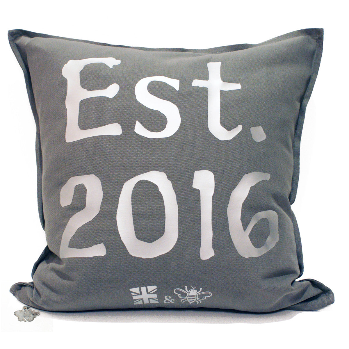 Brit and Bee Est. Throw Pillow Silver - BACK
