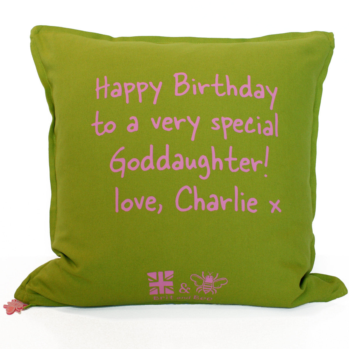 Brit and Bee Birthday Garland Throw Pillow - BACK