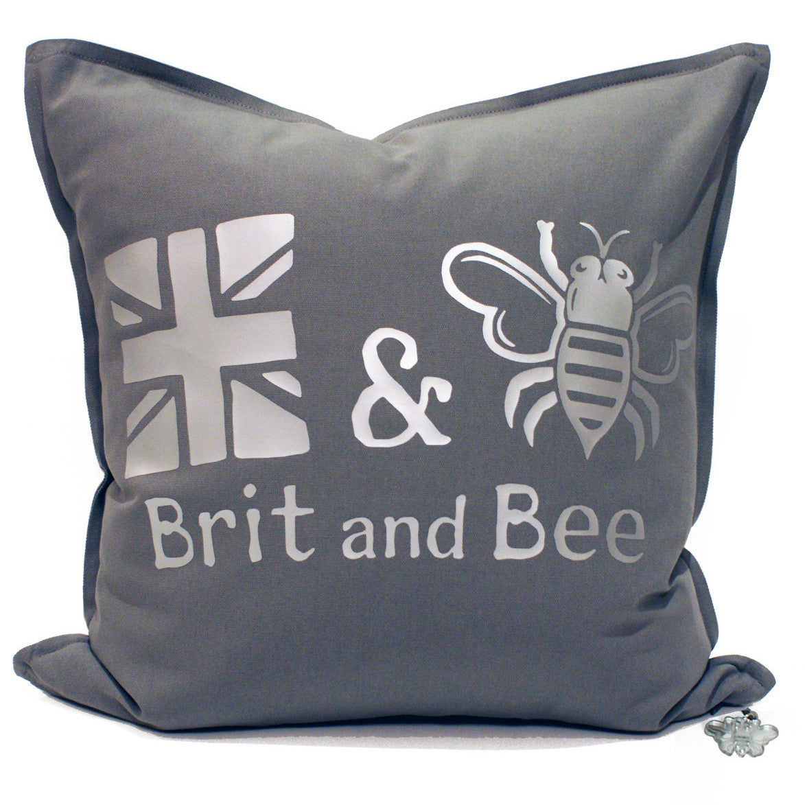 Brit and Bee Est. Throw Pillow Silver - FRONT