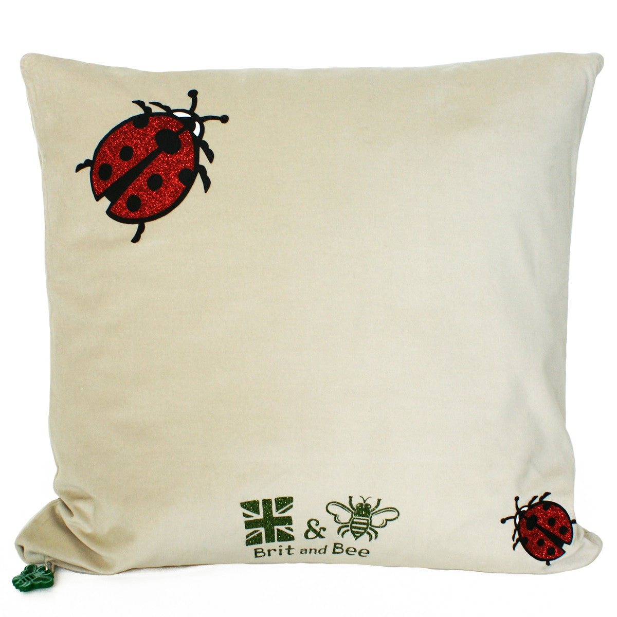 Brit and Bee Lillies and Ladybirds Throw Pillow BACK
