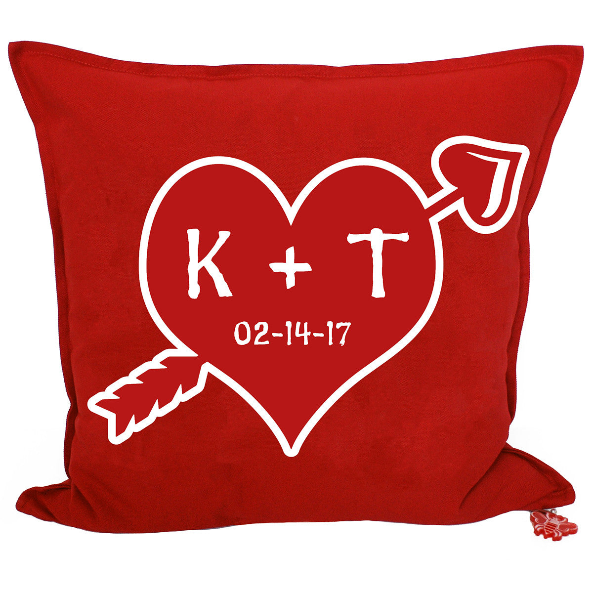 Brit and Bee Love Heart Cushion - Red/White