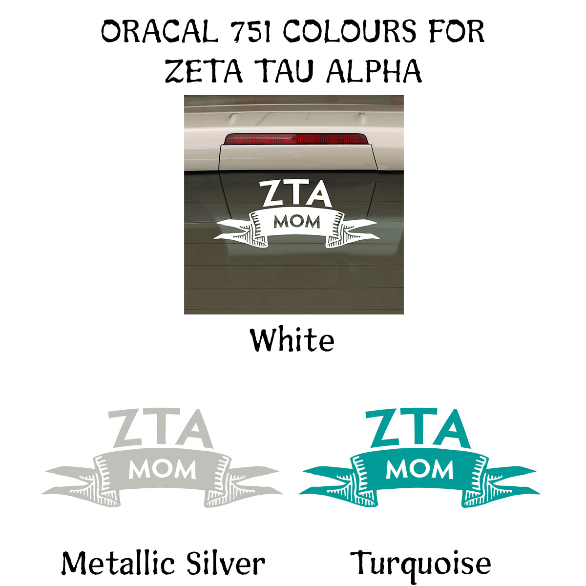 Brit and Bee Sorority Ribbon Mom Decal - Zeta Tau Alpha