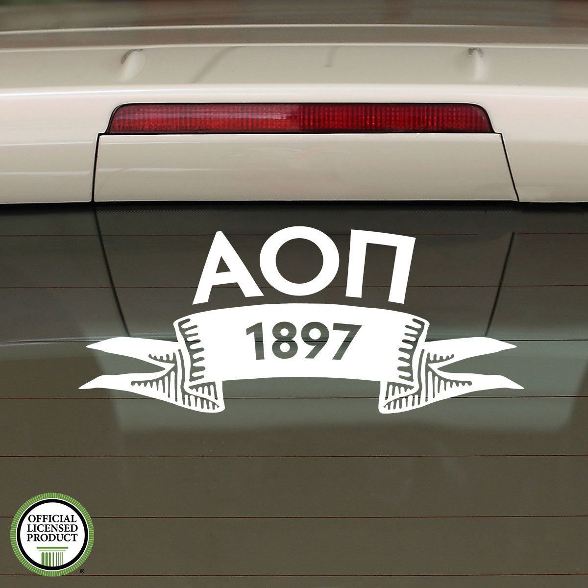 Brit and Bee Sorority Ribbon Year Decal - Alpha Omicron Pi