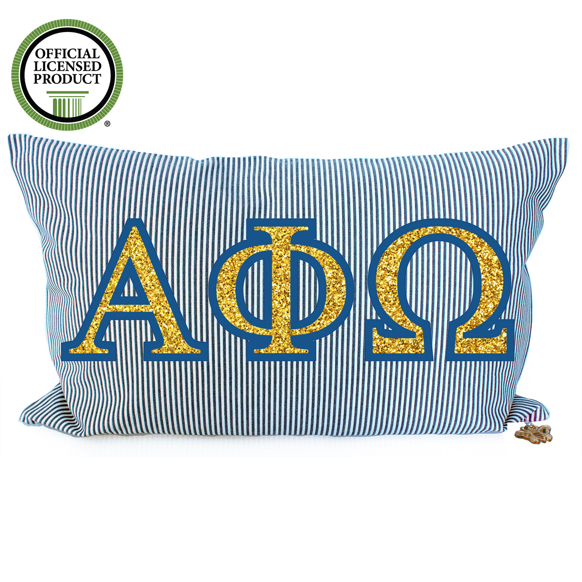 Brit and Bee Glitter Ticking Stripe Throw Pillow - Alpha Phi Omega