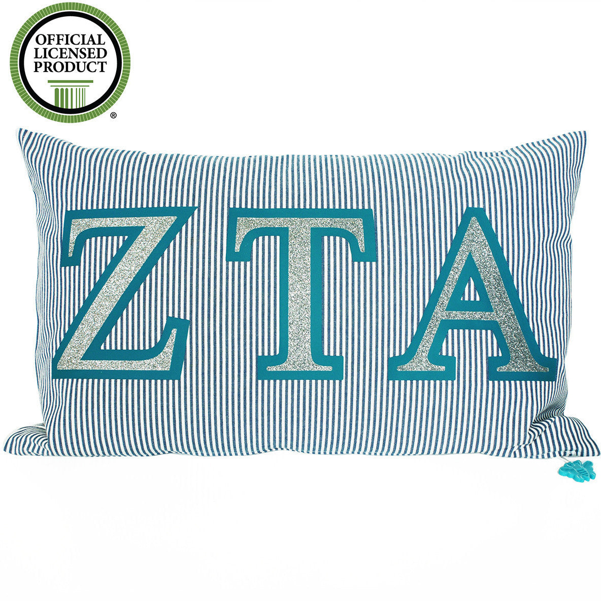 Brit and Bee Sorority Glitter Ticking Stripe Throw Pillow Zeta Tau Alpha