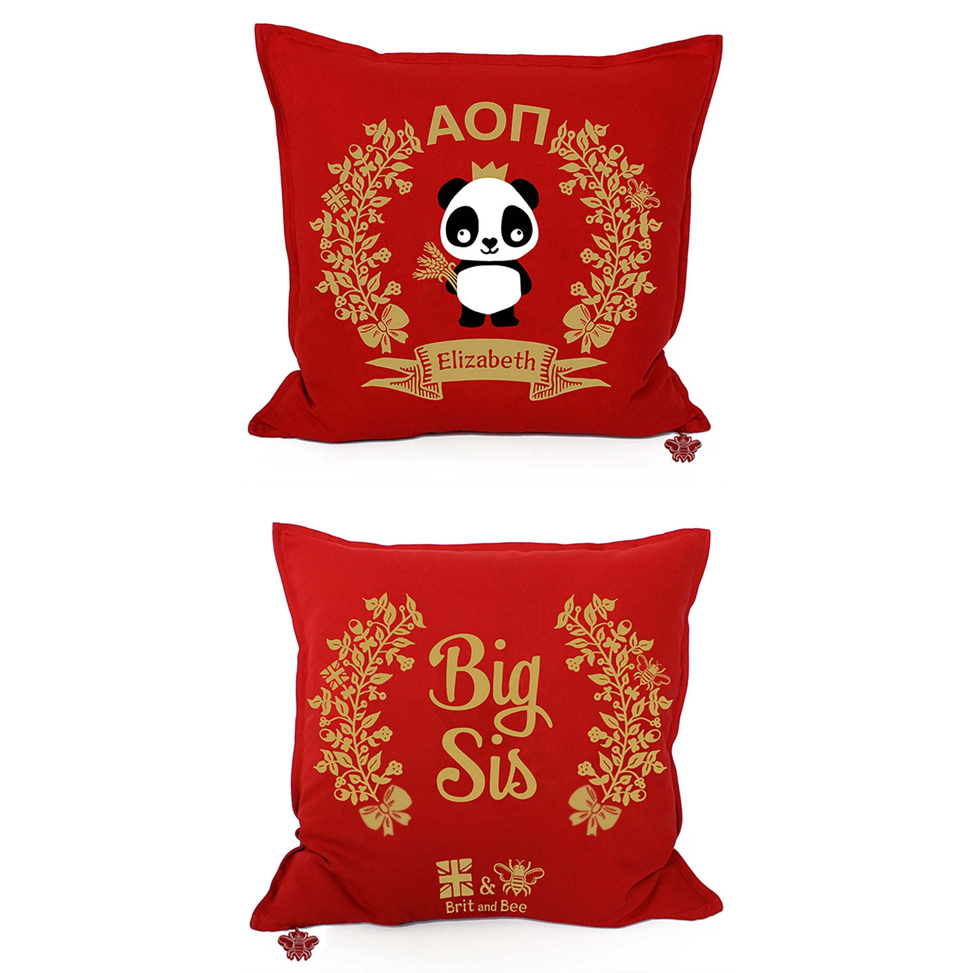 Brit and Bee Sorority Throw Pillow | Alpha Omicron Pi