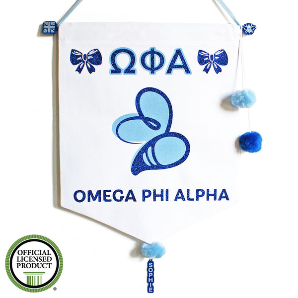 Omega Phi Alpha Pennant Flag Sorority Logo