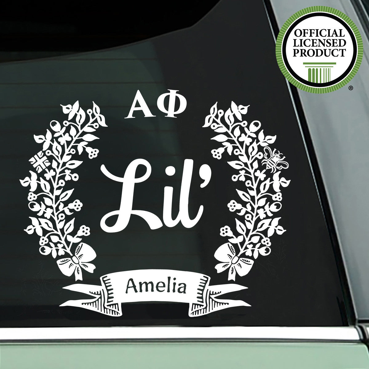 Brit and Bee Sorority Lil' Decal - Alpha Phi - White