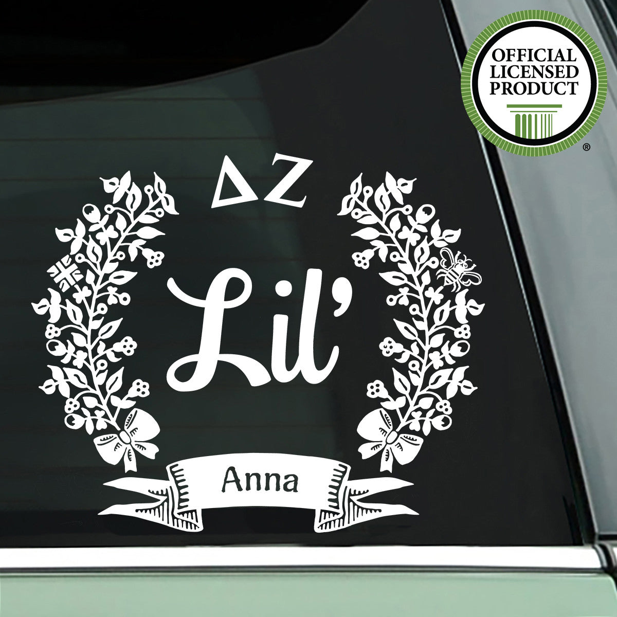 Brit and Bee Sorority Lil' Decal - Delta Zeta - White