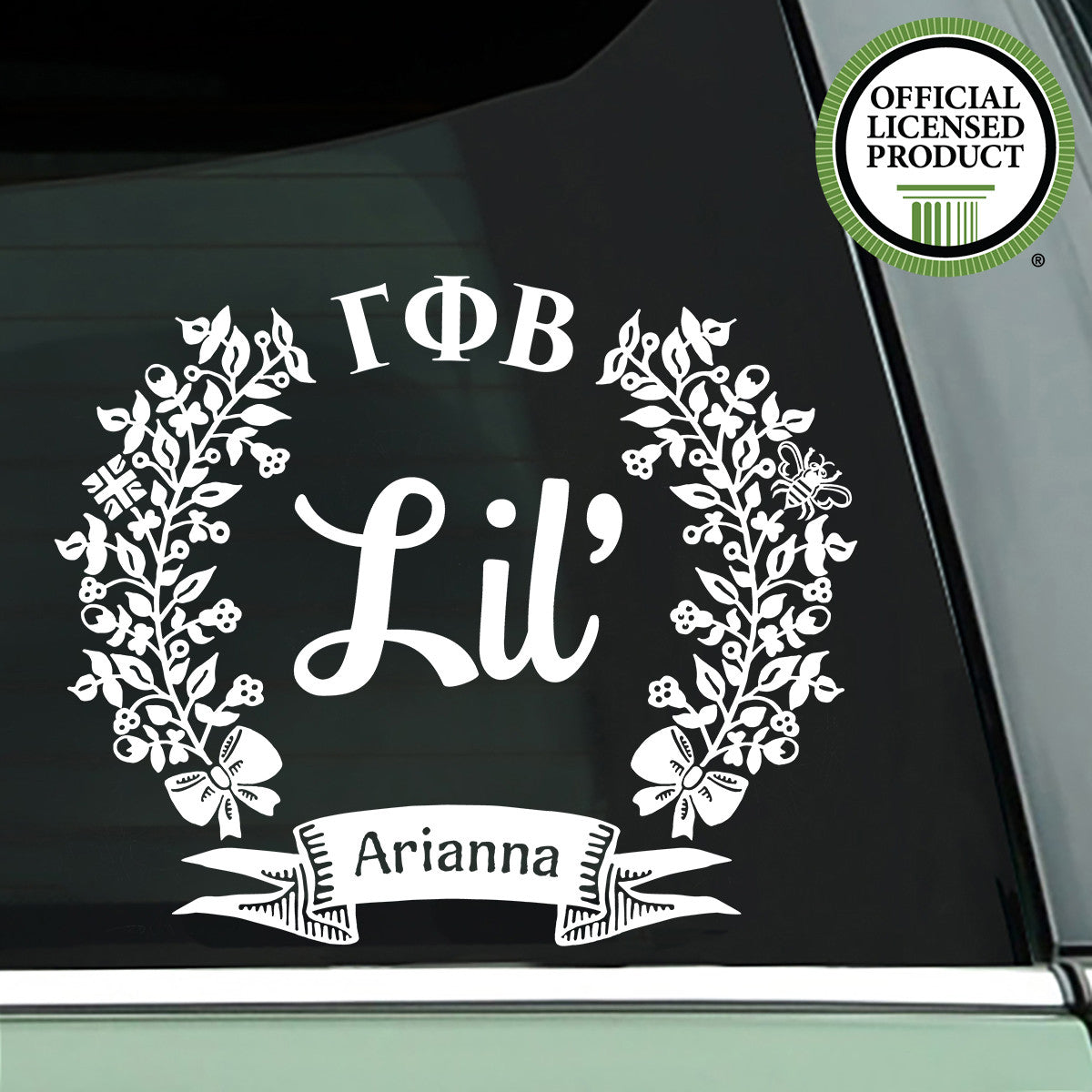 Brit and Bee Sorority Lil' Decal - Gamma Phi Beta - White