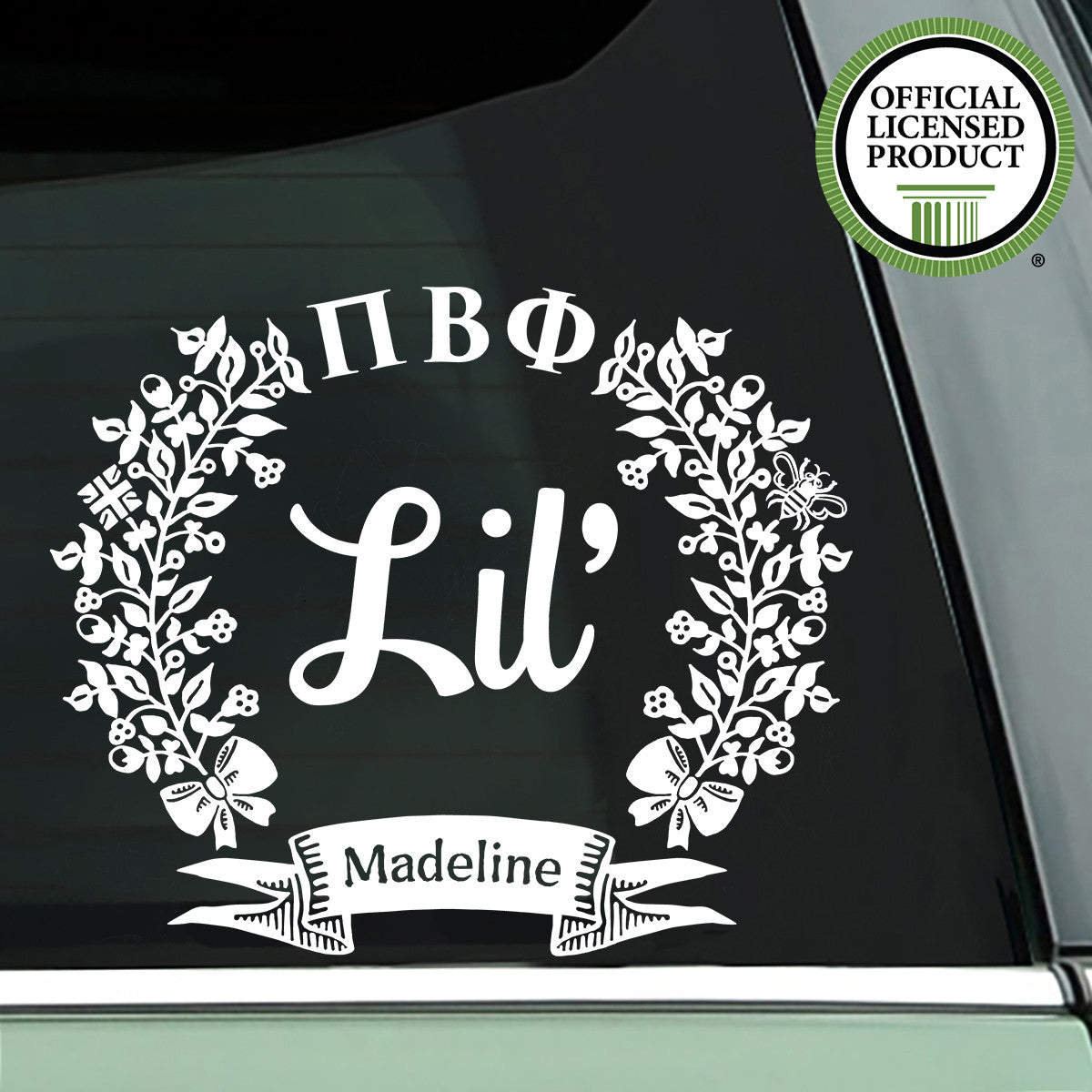 Brit and Bee Sorority Lil' Decal - Pi Beta Phi - White