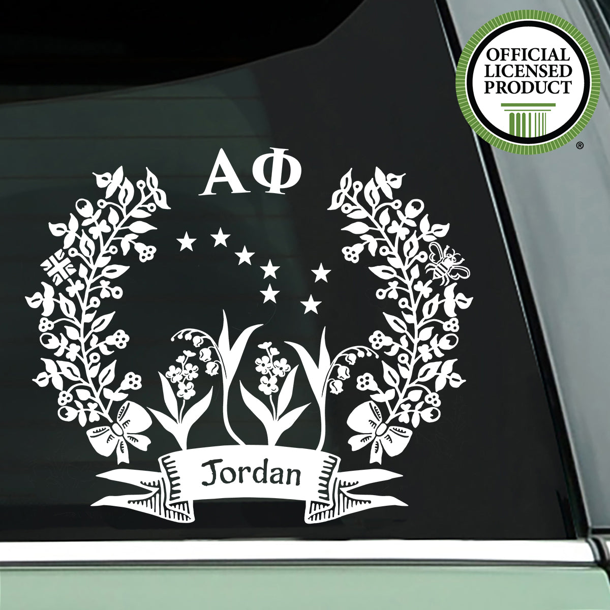 Brit and Bee Sorority Logo Decal - Alpha Phi - White