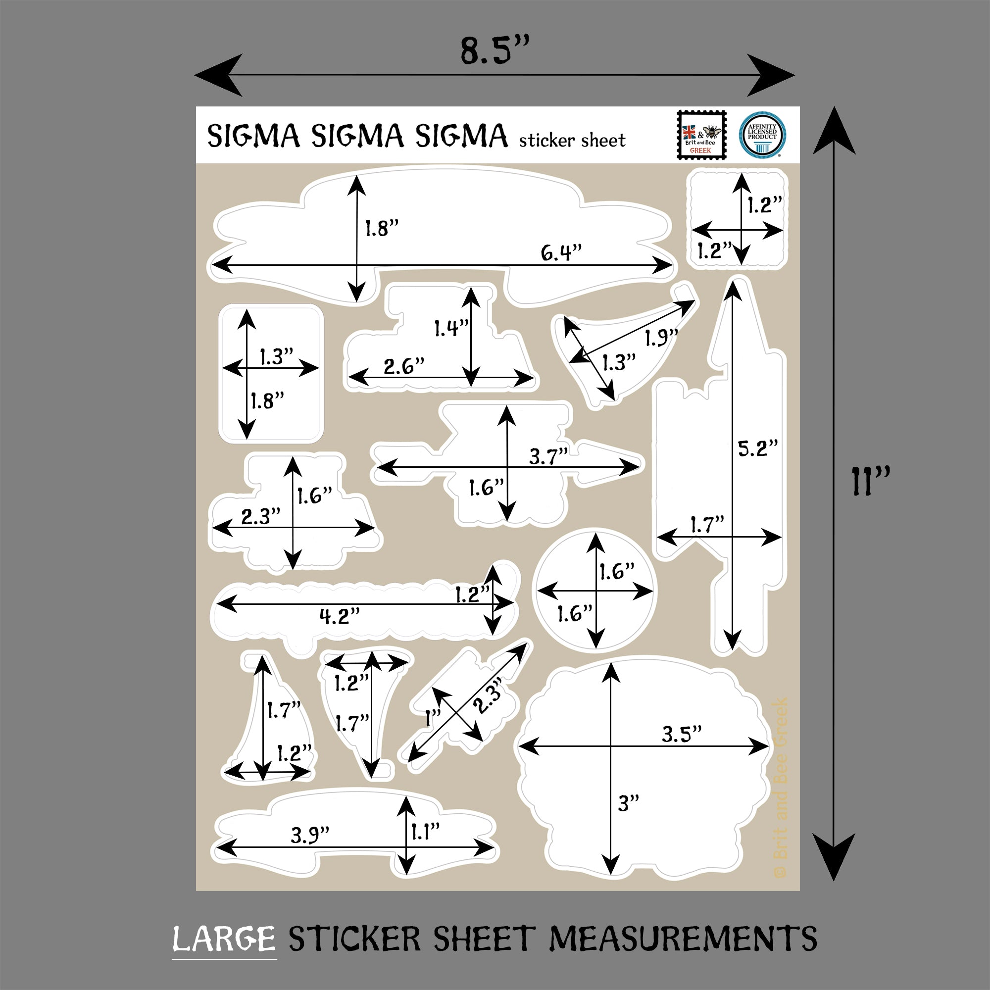 Sigma Sigma Sigma Sticker Sheet | Brit and Bee