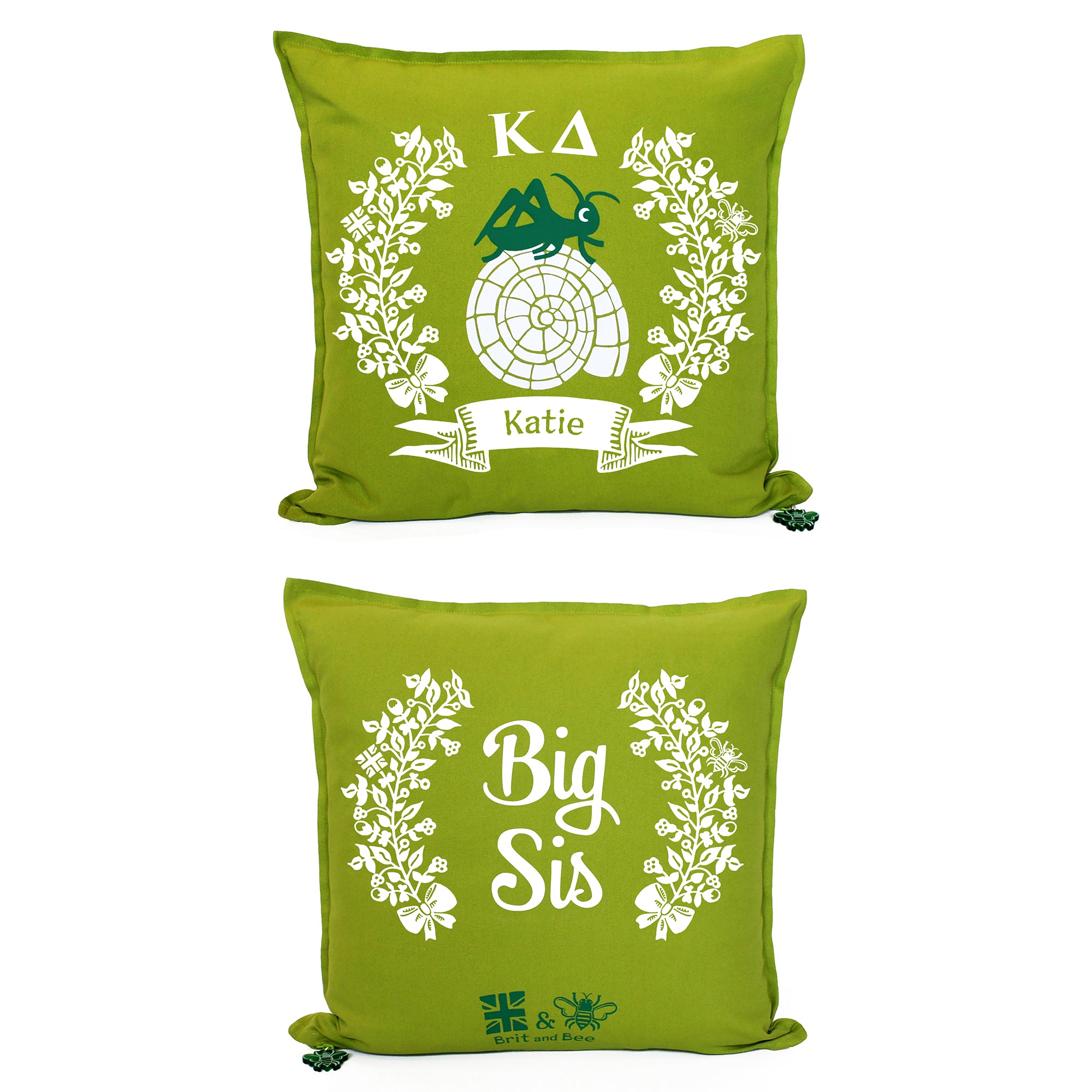 Brit and Bee Sorority Logo Throw Pillow - Kappa Delta