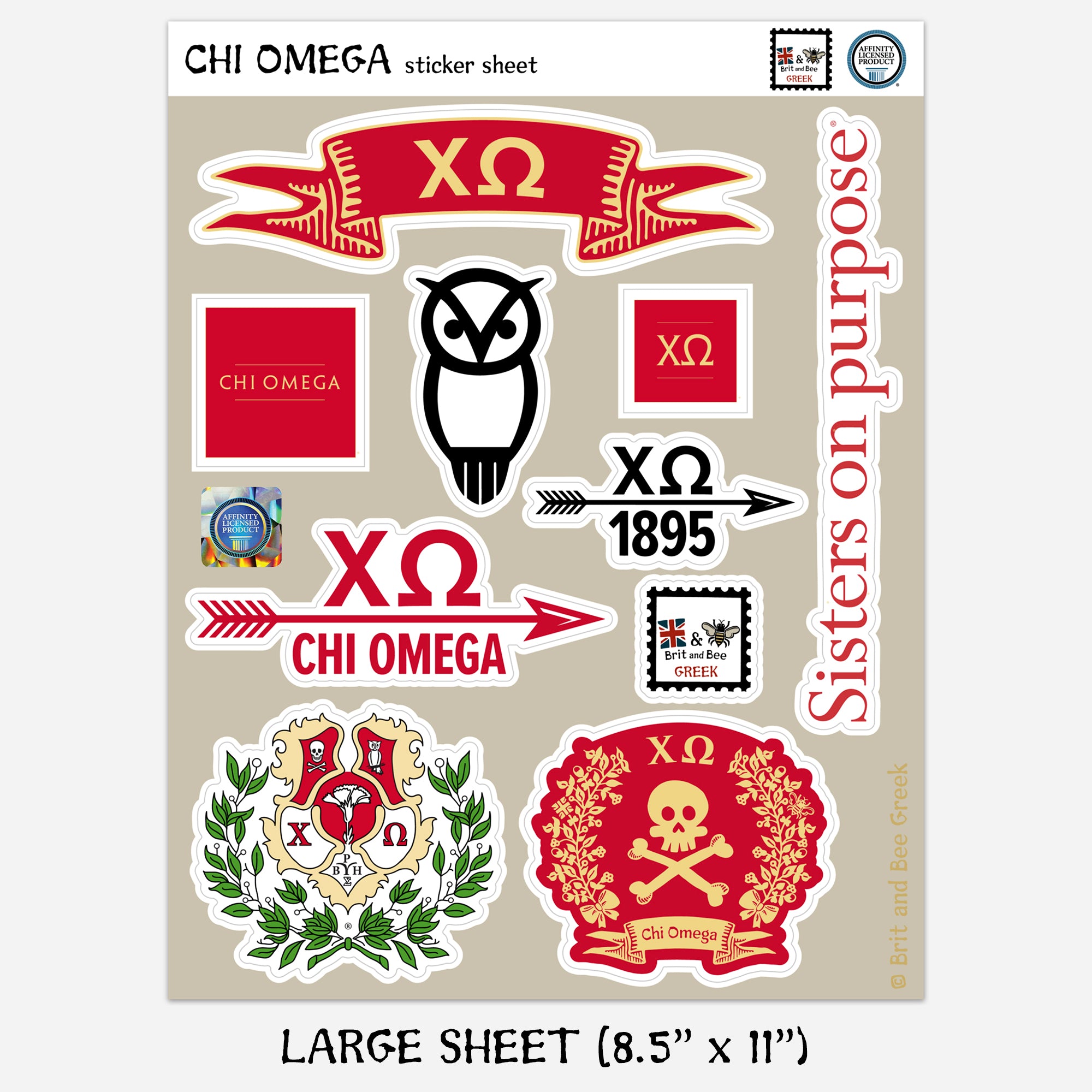 Chi Omega Sticker Sheets | Brit and Bee