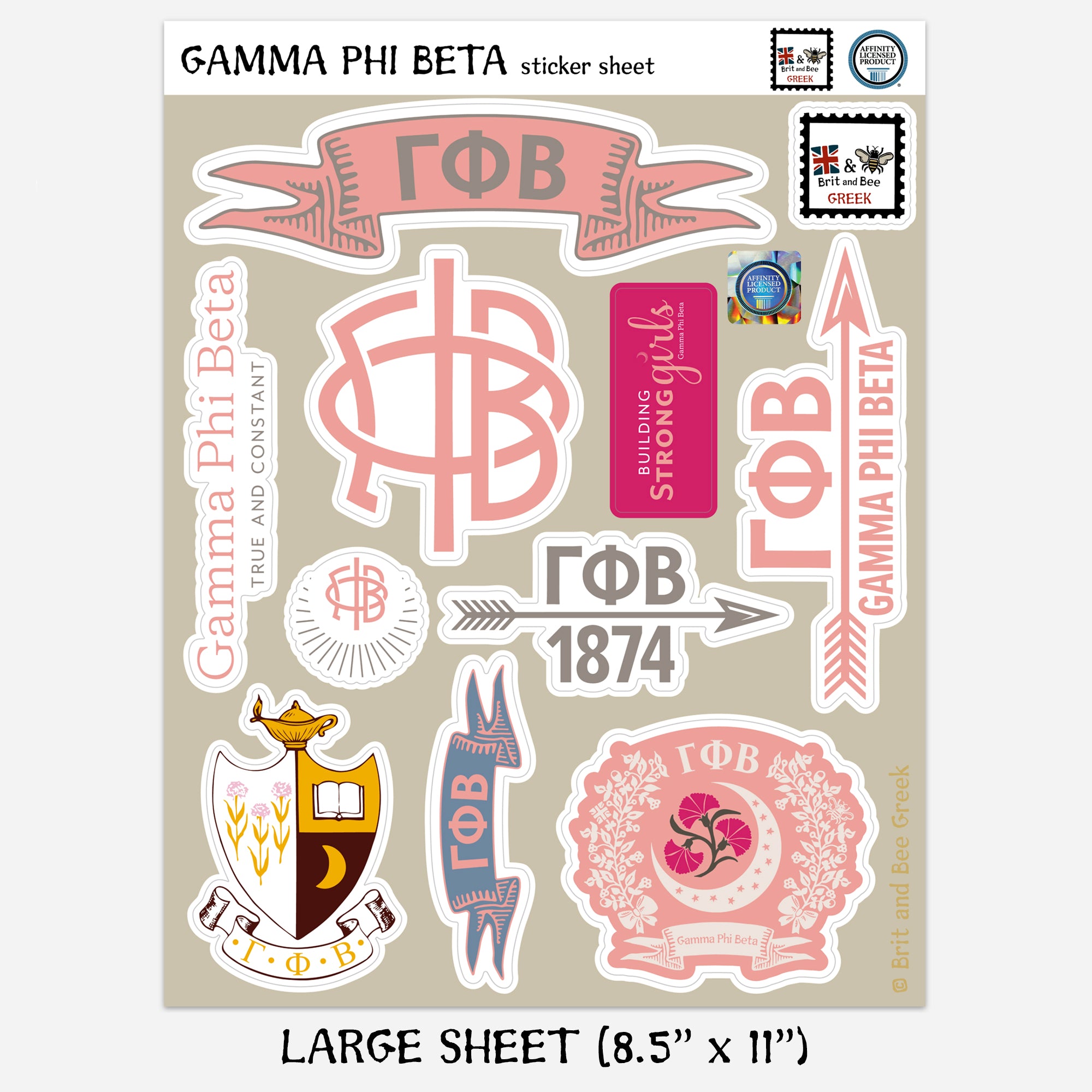 Gamma Phi Beta Sticker Sheet | Brit and Bee