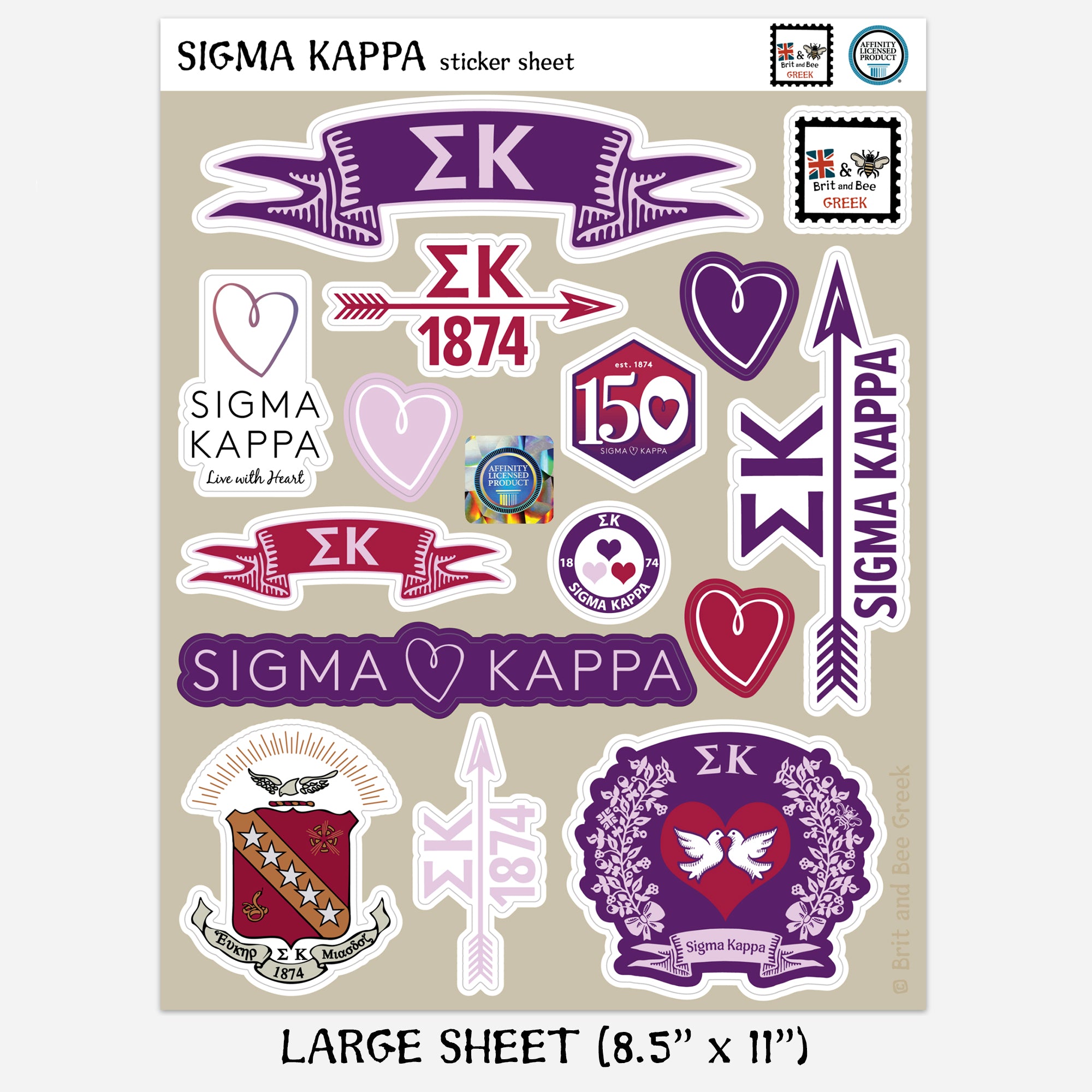 Sigma Kappa Sticker Sheet | Brit and Bee