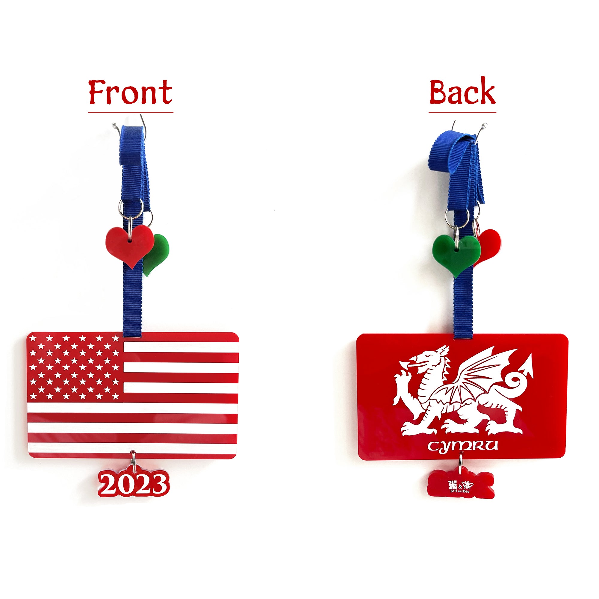 USA and Wales Flag Ornament